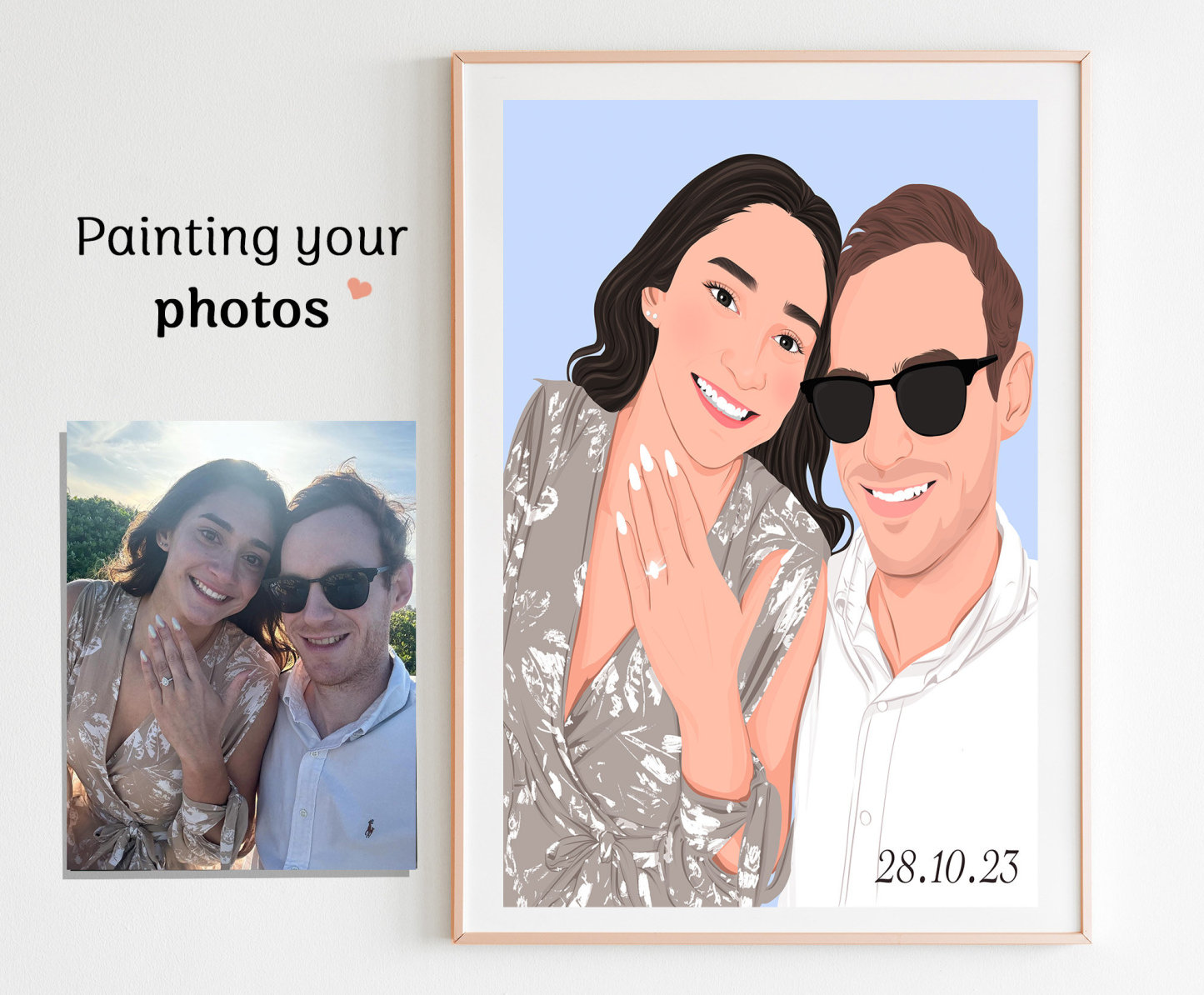 Custom Couple Portrait - Gift For Couple,Family