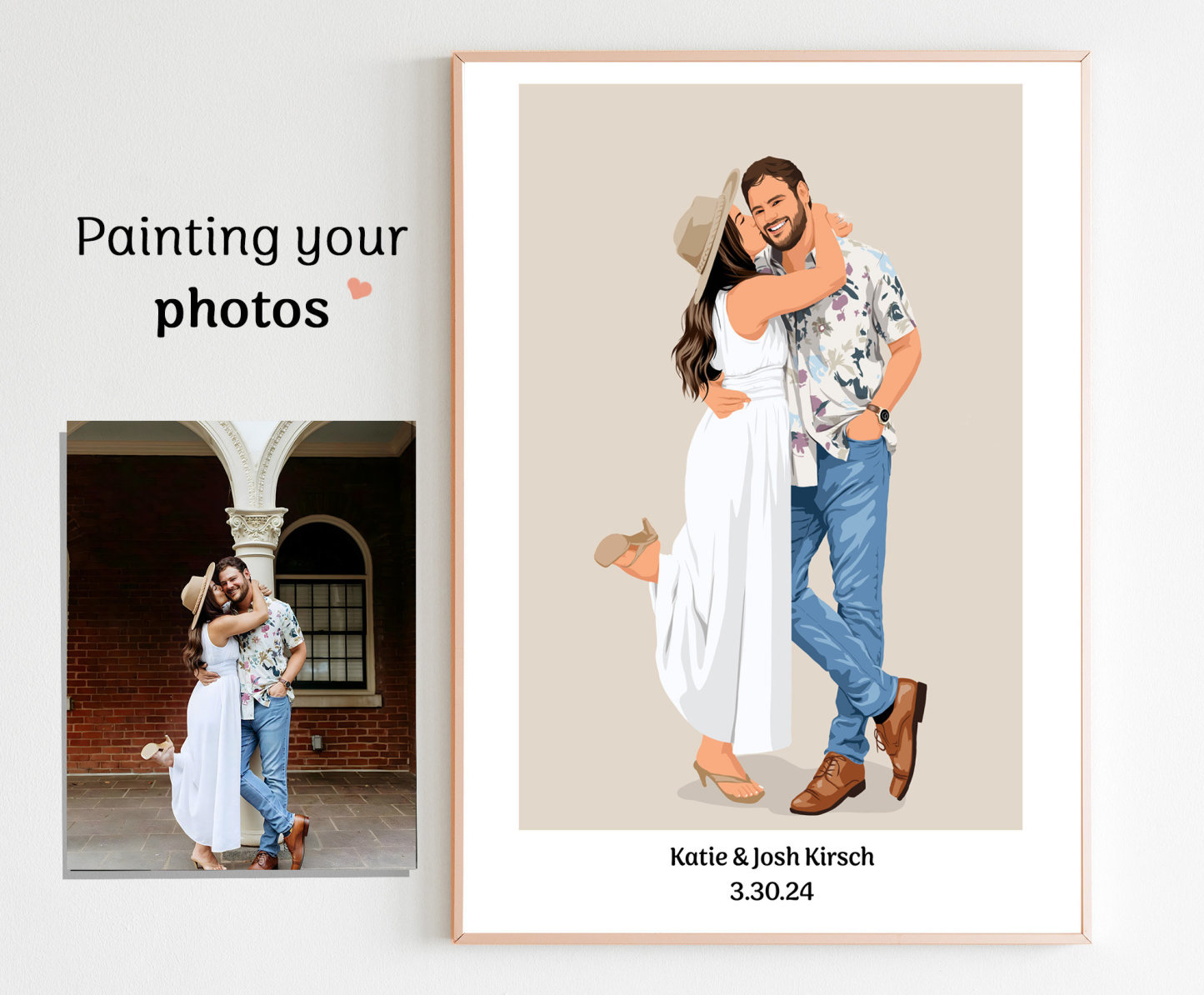 Custom Couple Portrait - Gift For Couple,Family