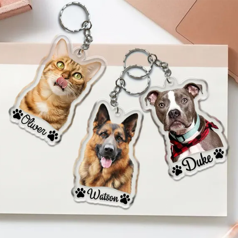 Custom Dog Portrait Keychain – Perfect Gift for Dog Moms & Pet Lovers | Personalized Acrylic Keychain