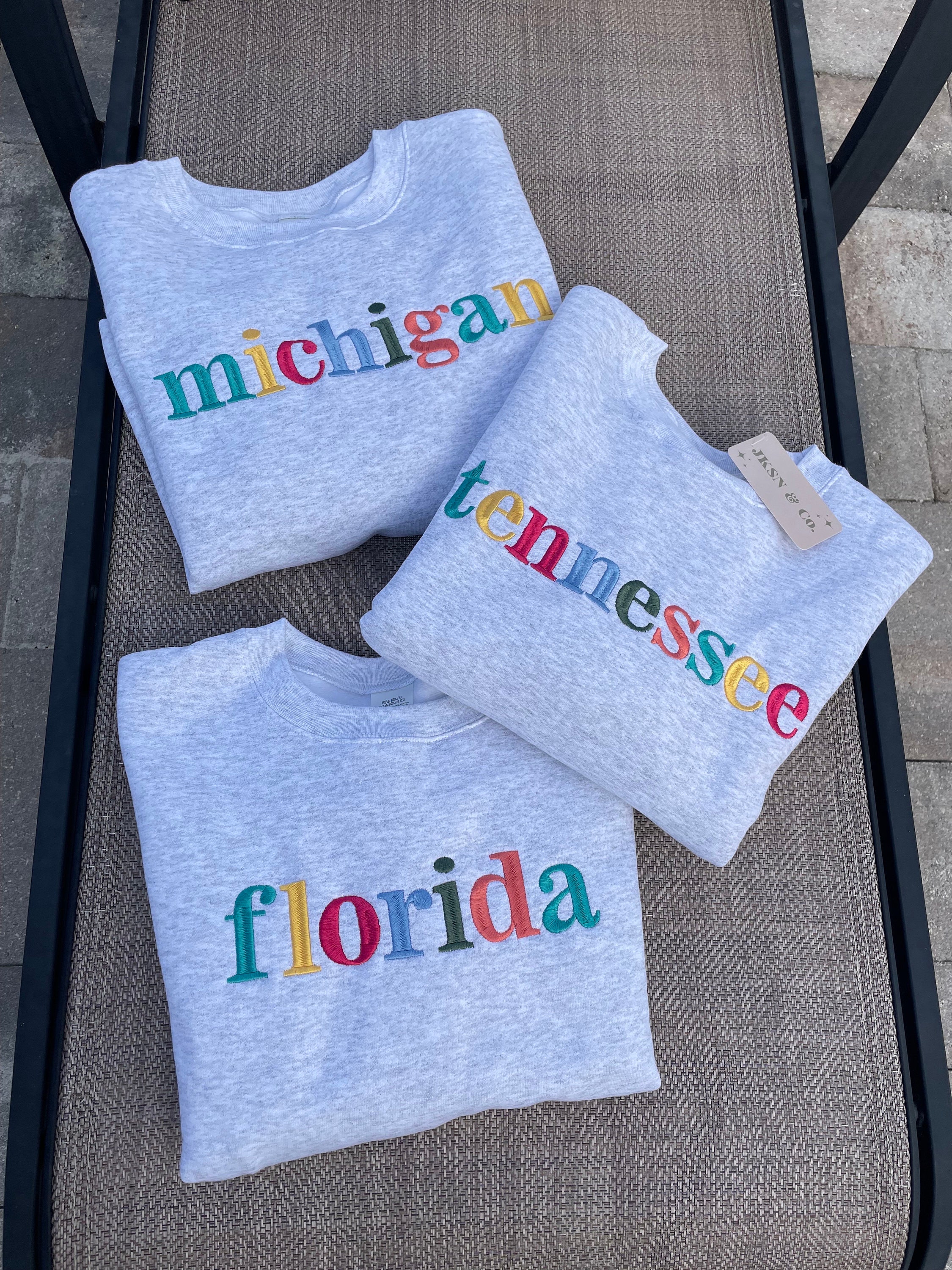 Multicolor Embroidered State Sweatshirt