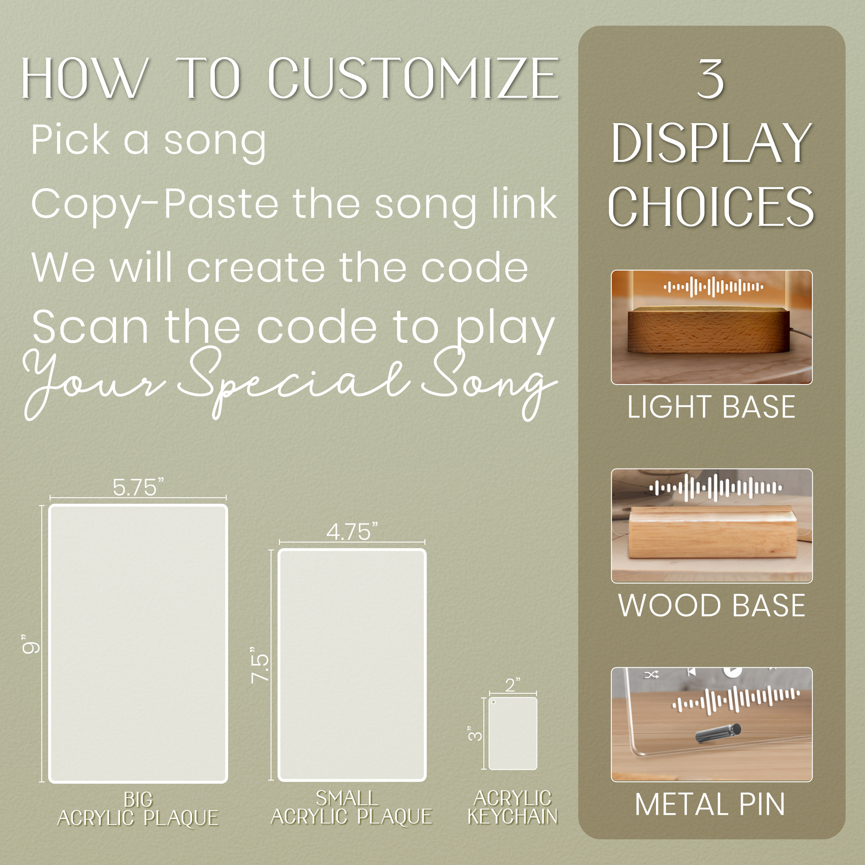Custom Acrylic Spotify Plaque with Photo - Optional Keychain