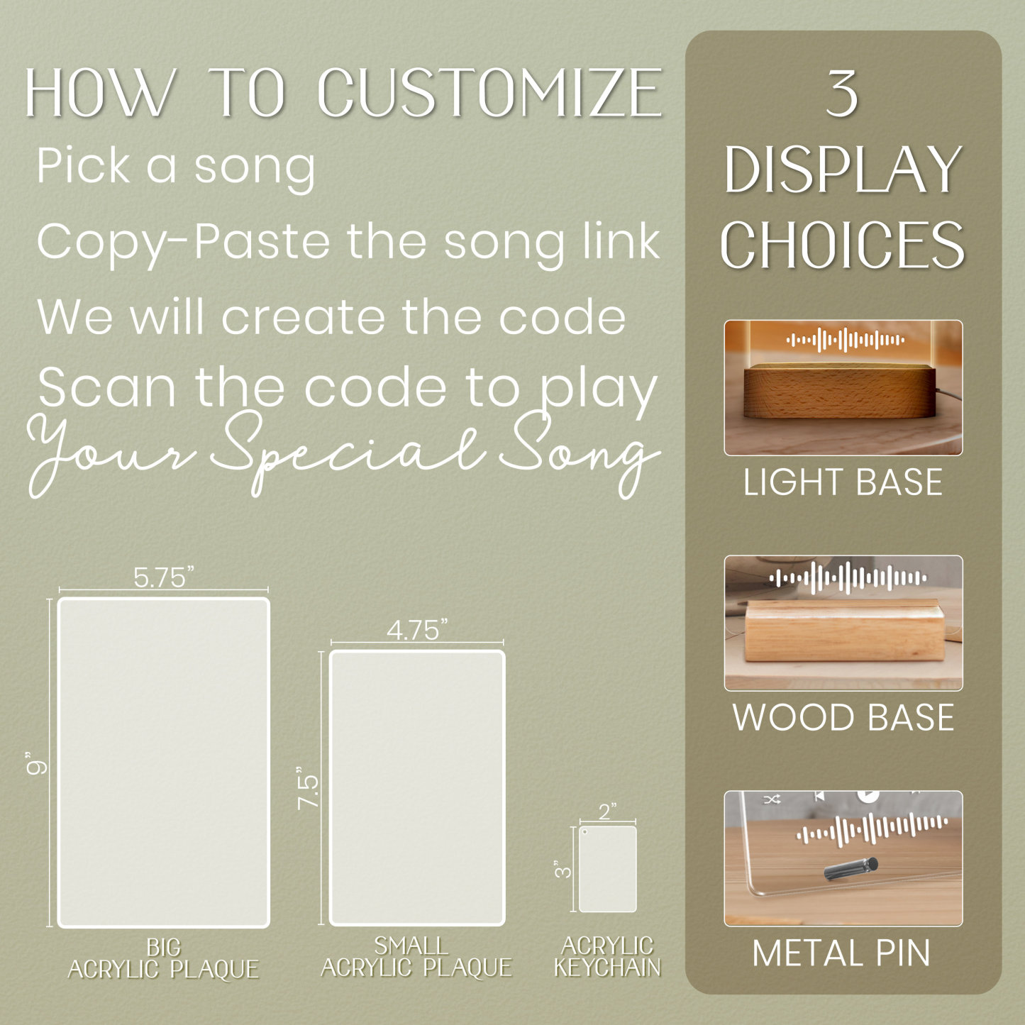 Custom Acrylic Spotify Plaque with Photo - Optional Keychain