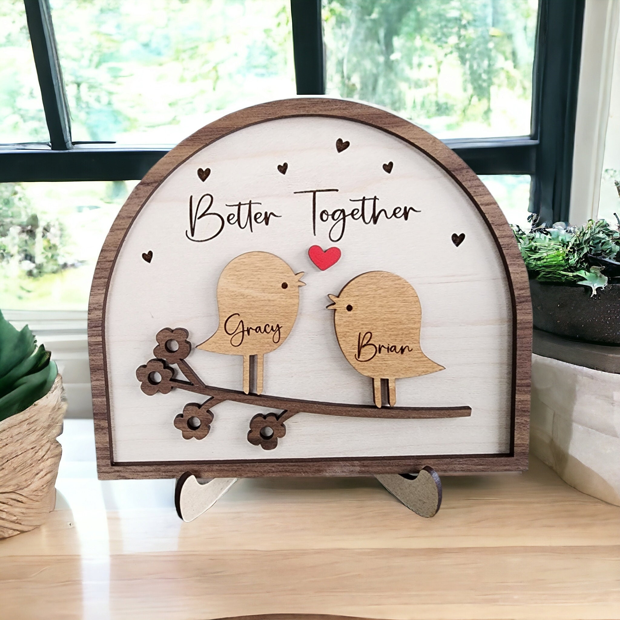 Love Birds Personalized Couple Wooden Sign
