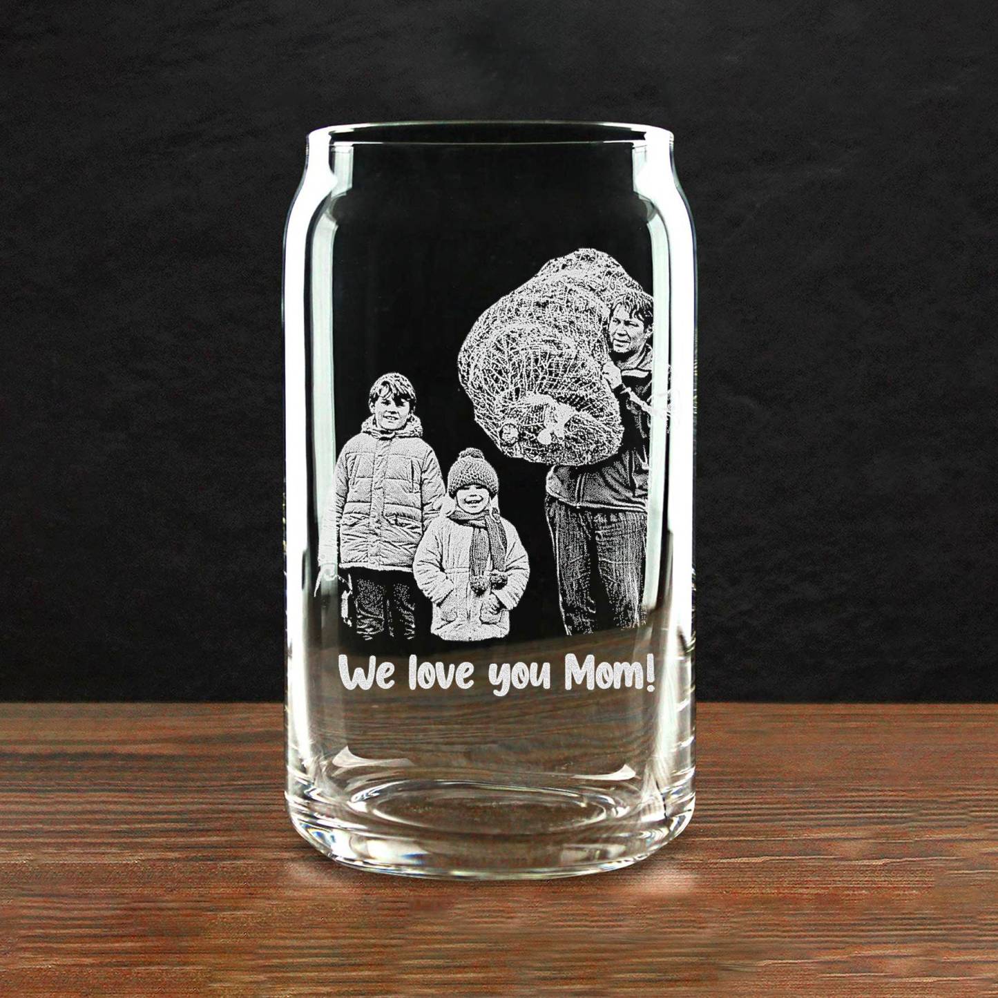Custom Father's Day Gift for Dad, Engrave Your Favorite Photo on Whiskey Glass