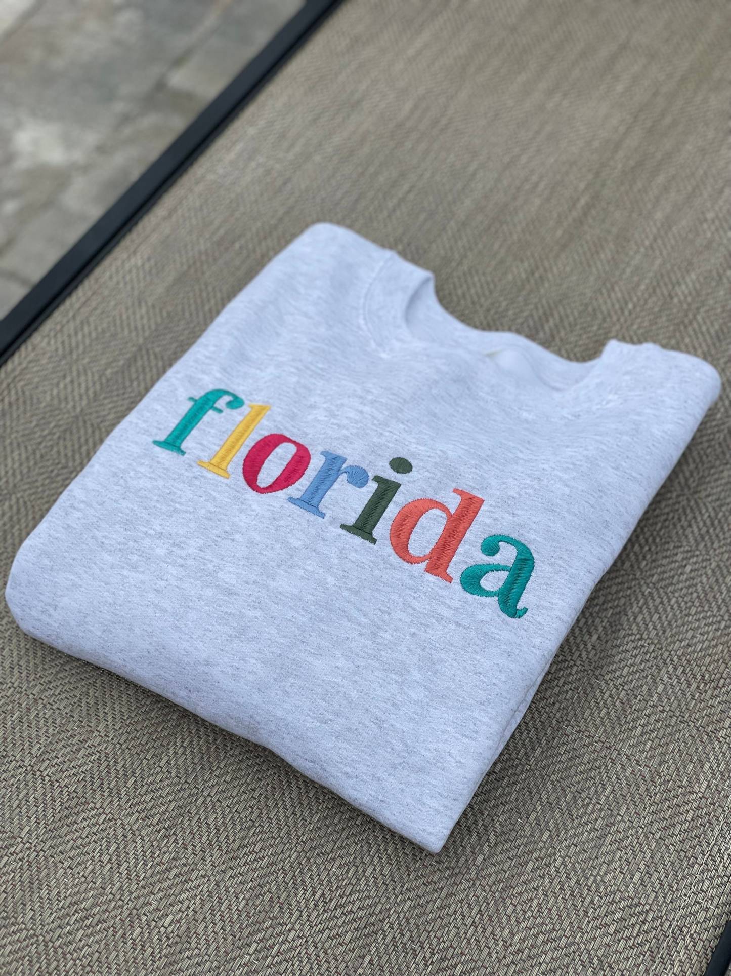 Multicolor Embroidered State Sweatshirt