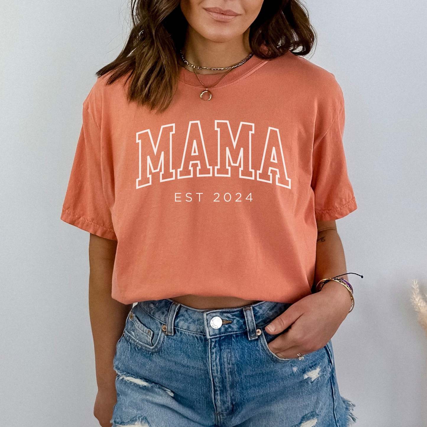 Custom Mama Shirt, Mama Est 2024 Shirt, Comfort Colors Mom Shirt, Gift for Mom, Cool Mom, Pregnancy Announcement, Mother's Day, New Mom Gift