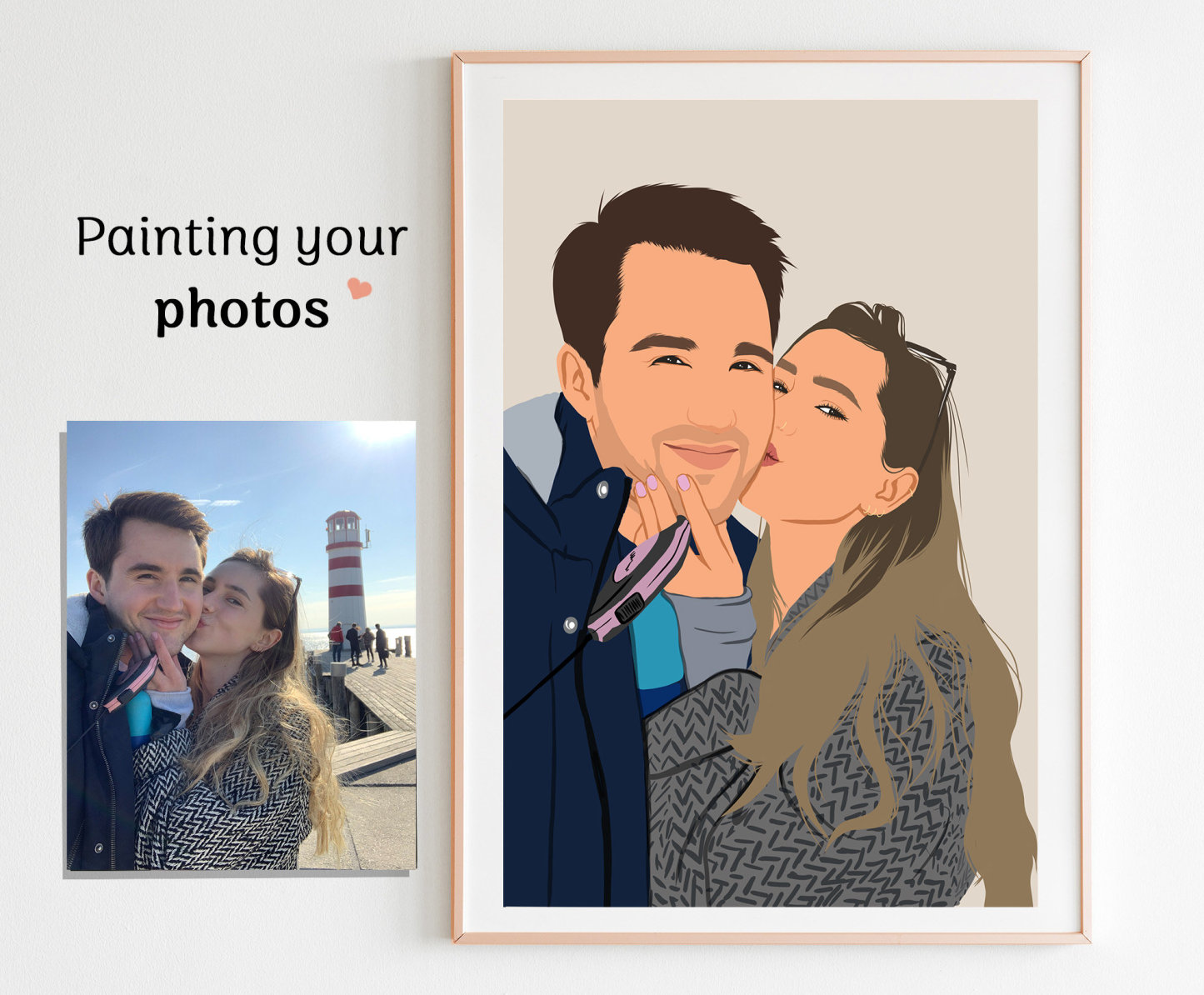 Custom Couple Portrait - Gift For Couple,Family