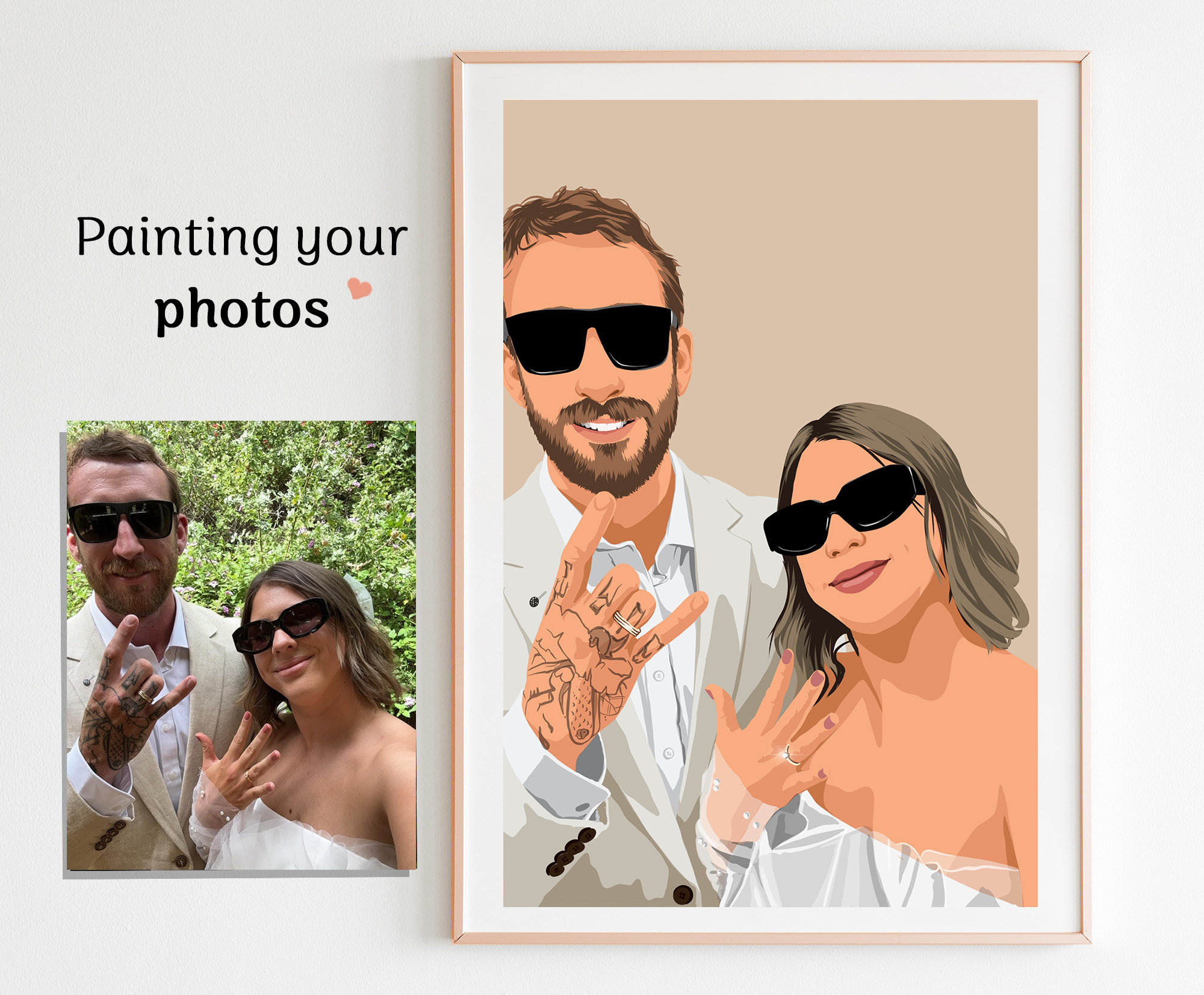 Custom Couple Portrait - Gift For Couple,Family