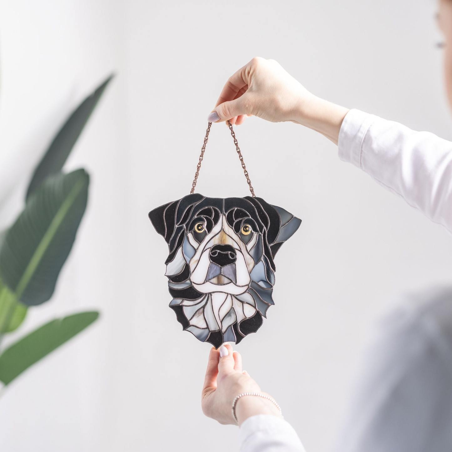 Custom Dog Portrait Stained Glass