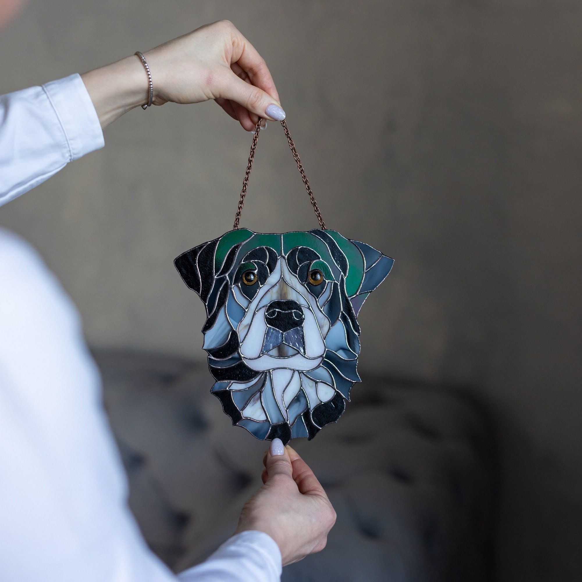 Custom Dog Portrait Stained Glass