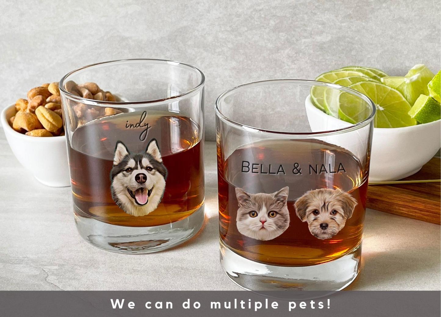 Custom Bar Glasses Using Pet Photo + Name Custom Dog Whiskey Glass 