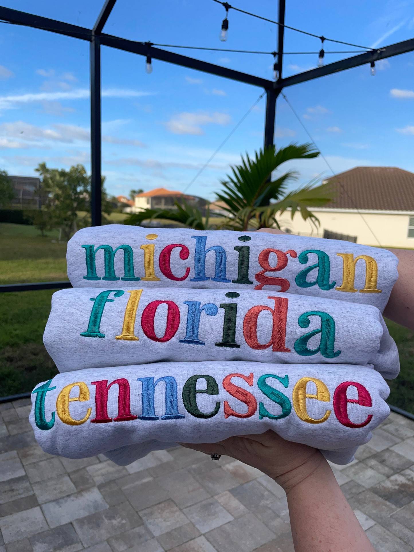 Multicolor Embroidered State Sweatshirt