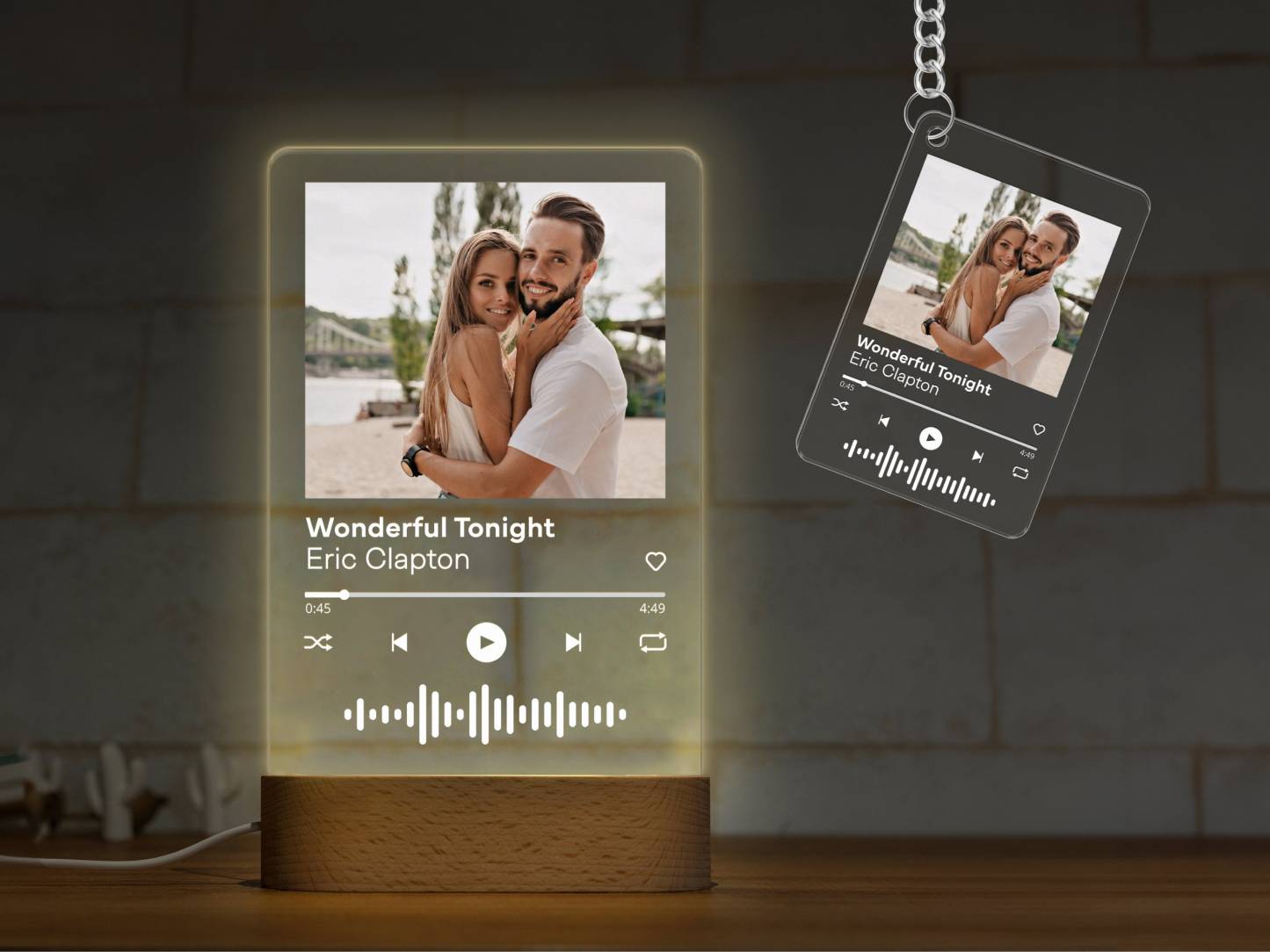 Custom Acrylic Spotify Plaque with Photo - Optional Keychain