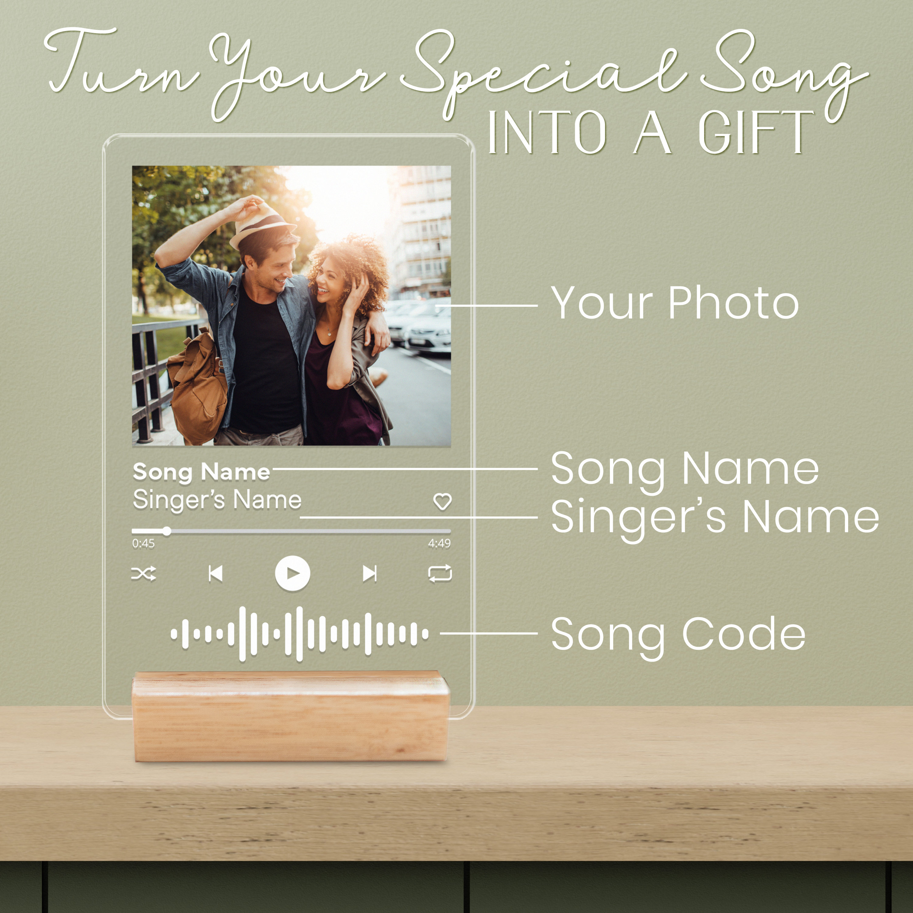 Custom Acrylic Spotify Plaque with Photo - Optional Keychain