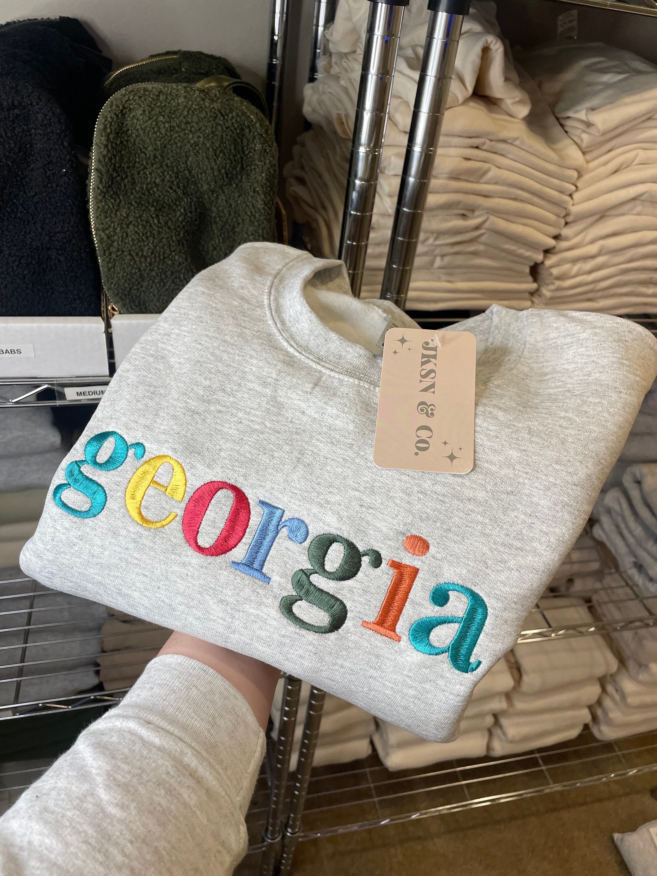 Multicolor Embroidered State Sweatshirt