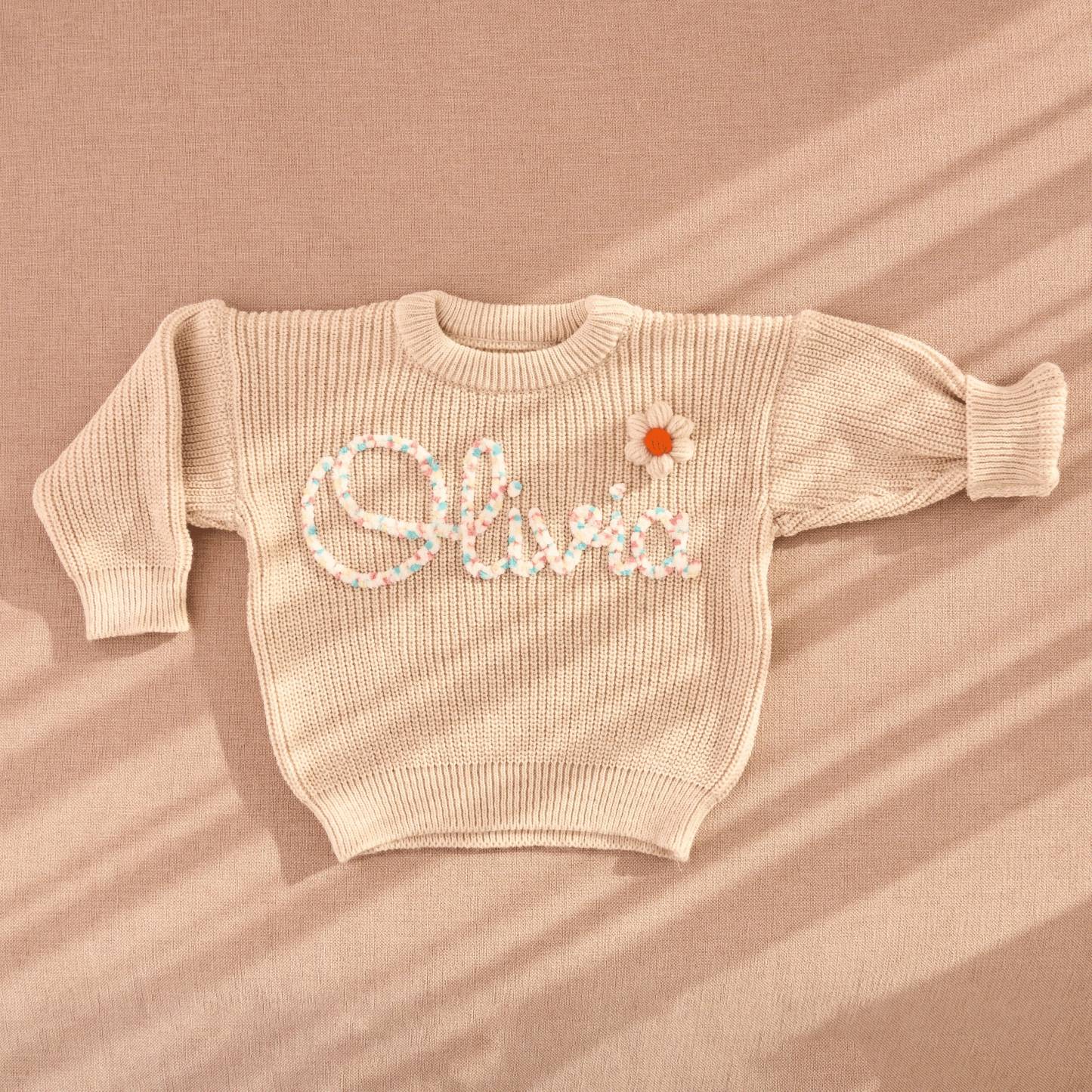 Custom Baby Name Sweater, Embroidered Toddler Sweatshirt, Personalized Baby Gift