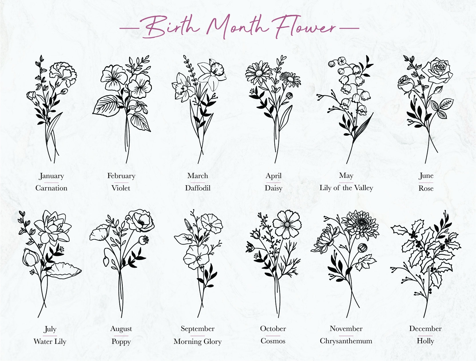 Personalized Birth Flower Glasses,Engraved Wine Glasses