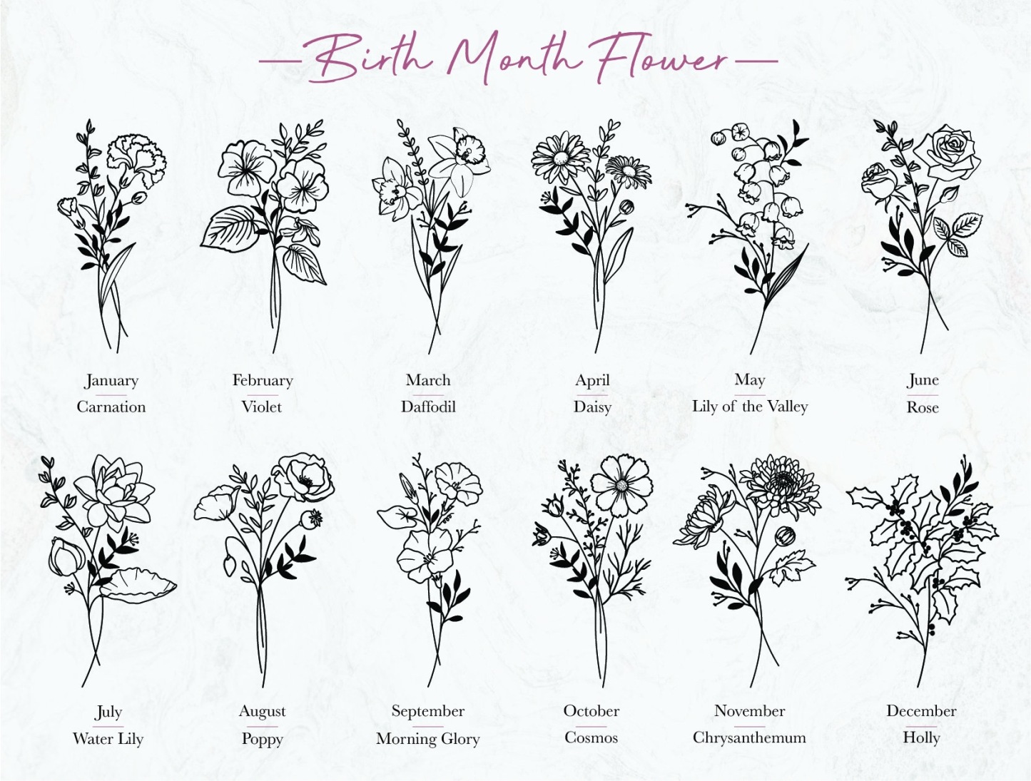 Personalized Birth Flower Glasses,Engraved Wine Glasses