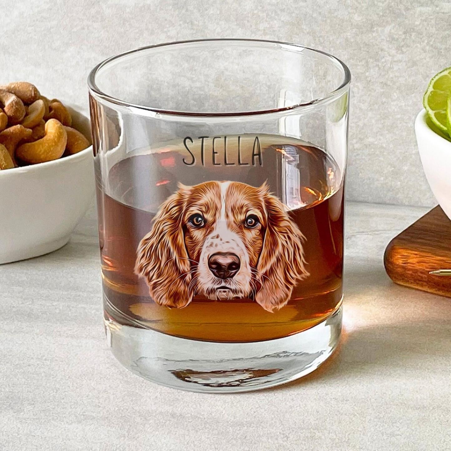 Custom Bar Glasses Using Pet Photo + Name Custom Dog Whiskey Glass 