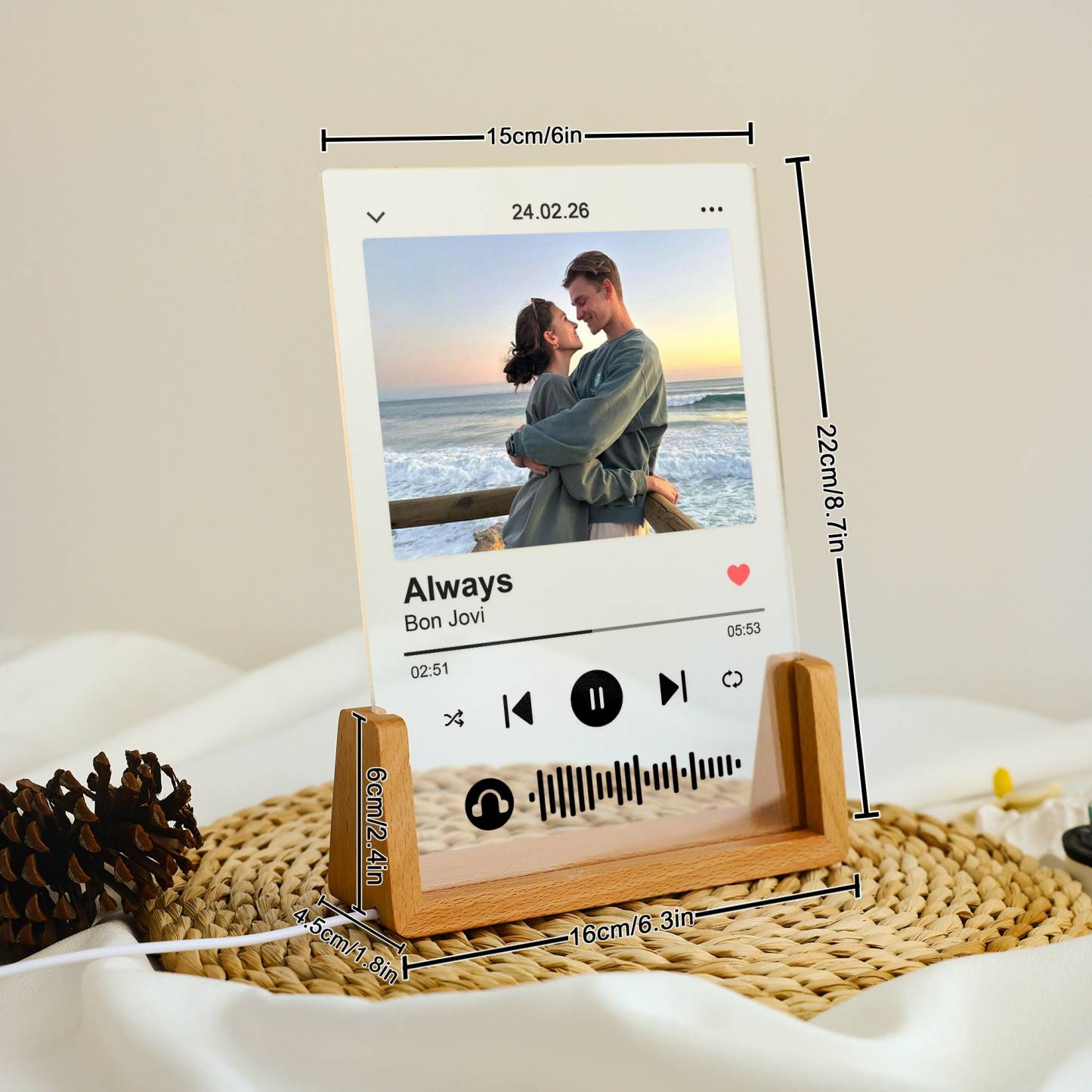 Music Photo Name Night Light, Custom Photo Music Plaque