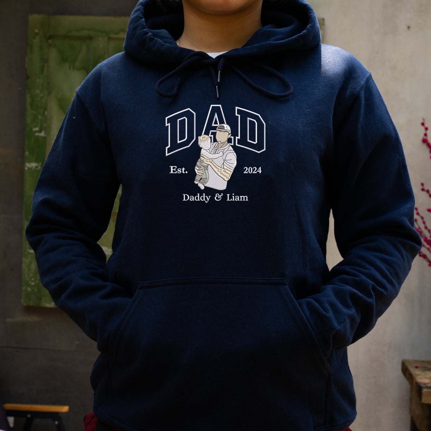 Custom Portrait from Photo Sweatshirt, Embroidered Dad Sweatshirt, Personalized Portrait Hoodie, Father's Day Tshirt, Gift for Husband