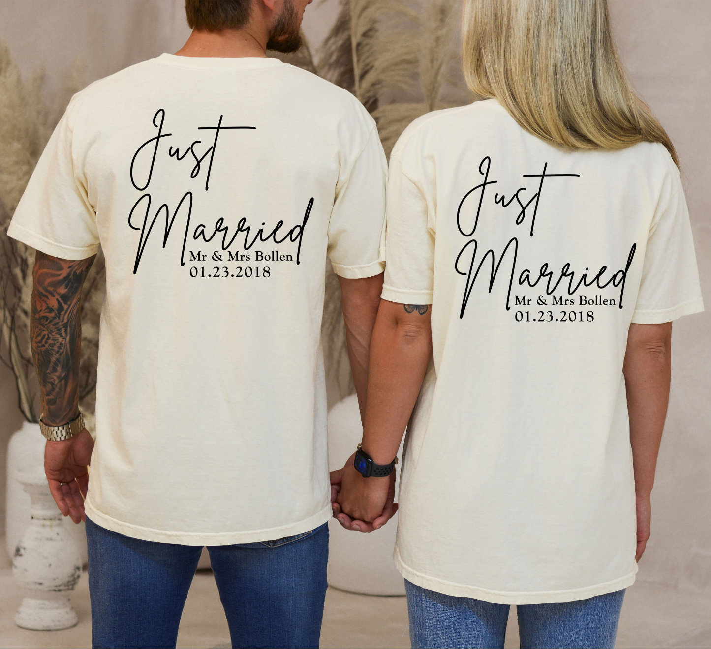 Custom T-Shirt, Back And Front Printed Just Married T-Shirt, Custom Honeymoon Shirt, Mr and Mrs Honeymoon Gift, Wedding Tees