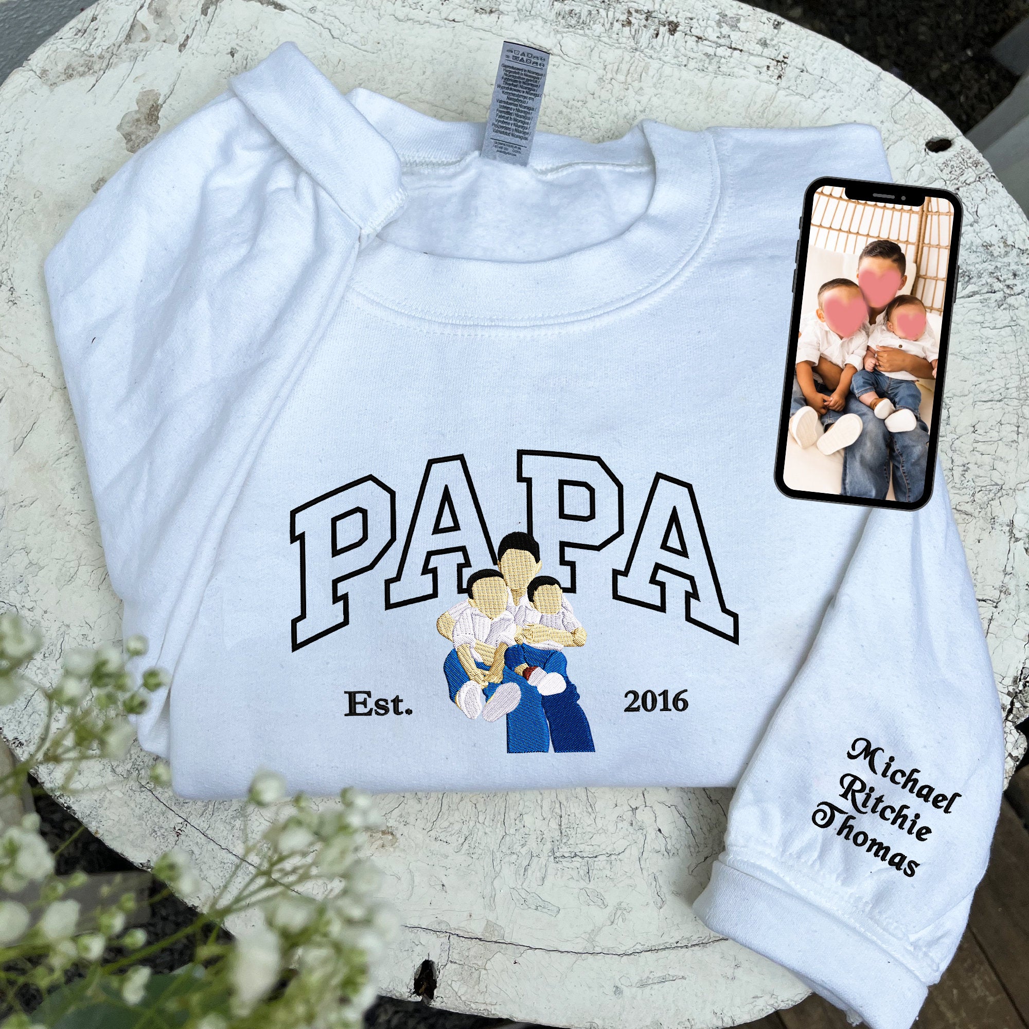 Embroidered Portrait From Your Photo Sweatshirt, Sweatshirt With Photo, Personalized Portrait Sweatshirt For Men,Dad Sweatshirt,Gift For Dad