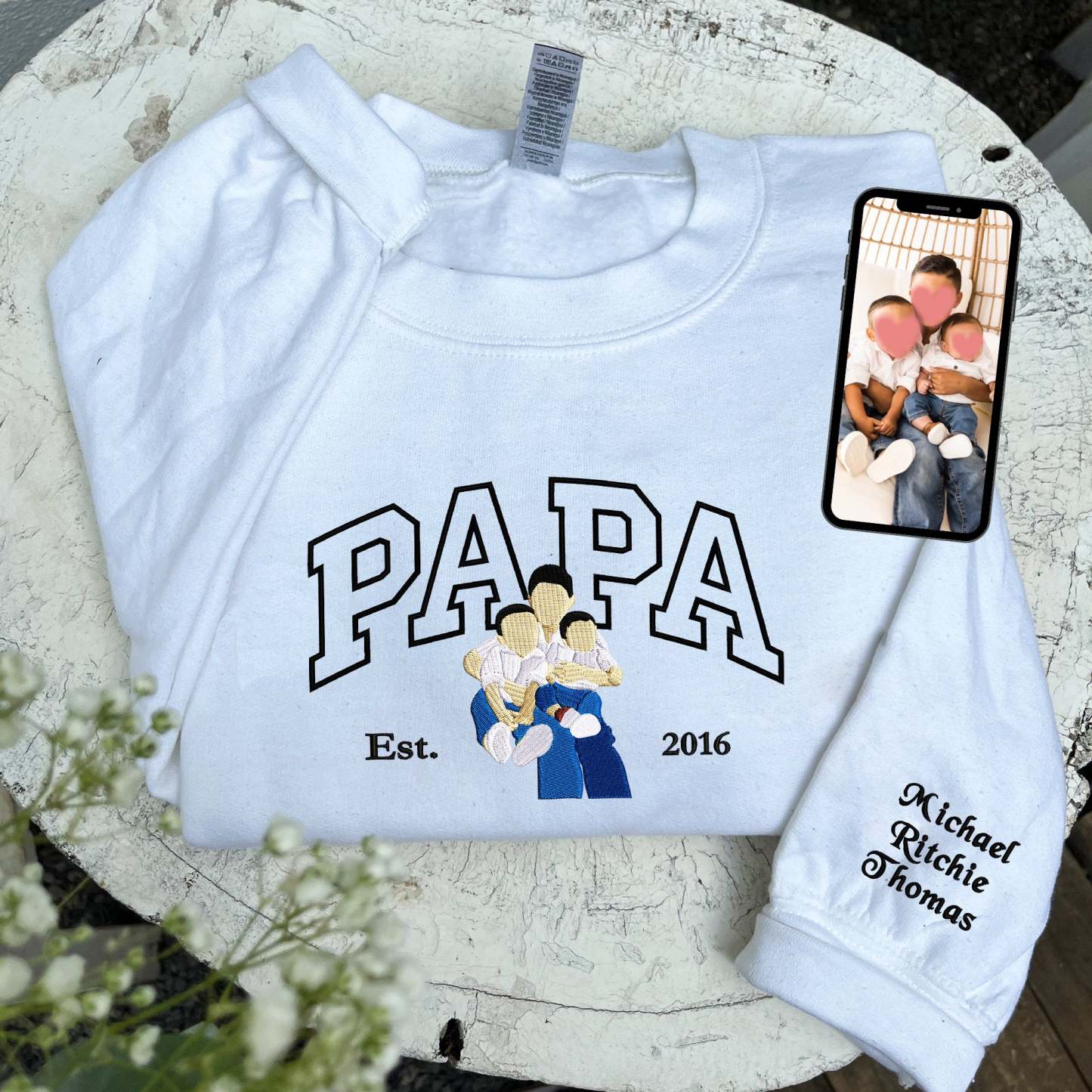 Embroidered Portrait From Your Photo Sweatshirt, Sweatshirt With Photo, Personalized Portrait Sweatshirt For Men,Dad Sweatshirt,Gift For Dad