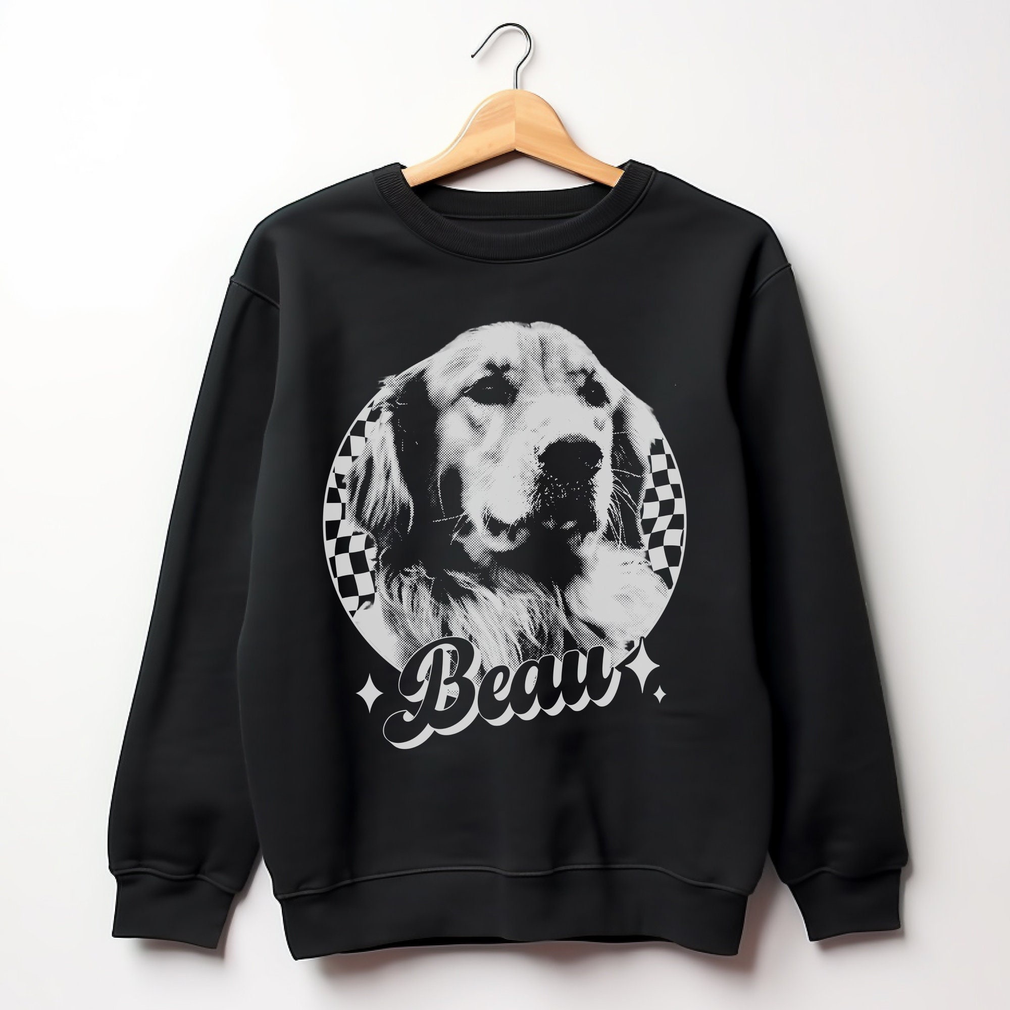 Personalized Vintage Pet Sweatshirt: Custom Pet Photo & Name for Pet Lovers