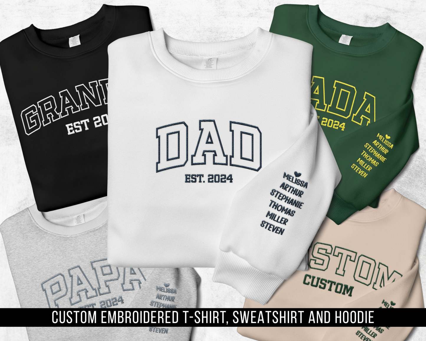 Custom Dad Embroidered Sweatshirt, Shirt With Kids Names, Grandpa Hoodie, Gifts For Dad, Fathers Day Shirt, Father's Day Gift, Daddy Gift