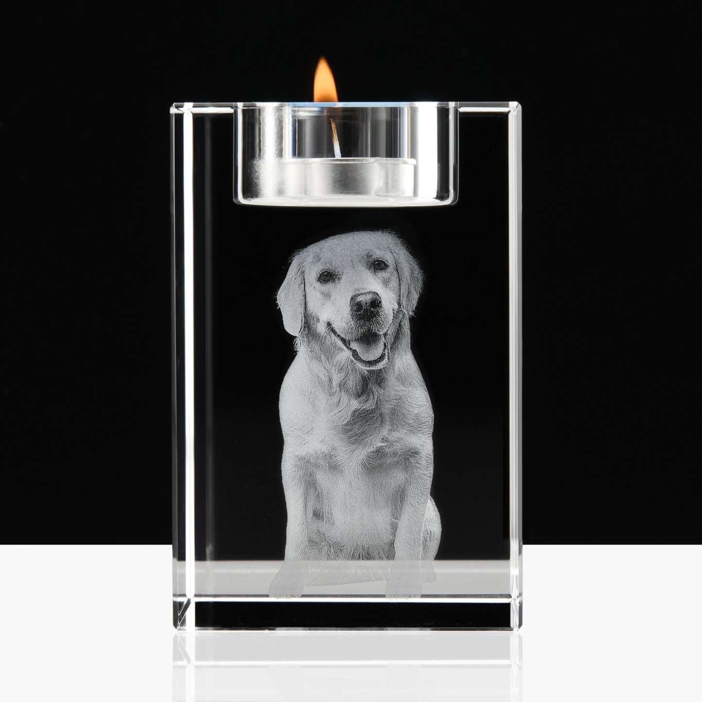 Custom 3D Pet Portrait Candle Holder,3D Engraved Crystal Photo