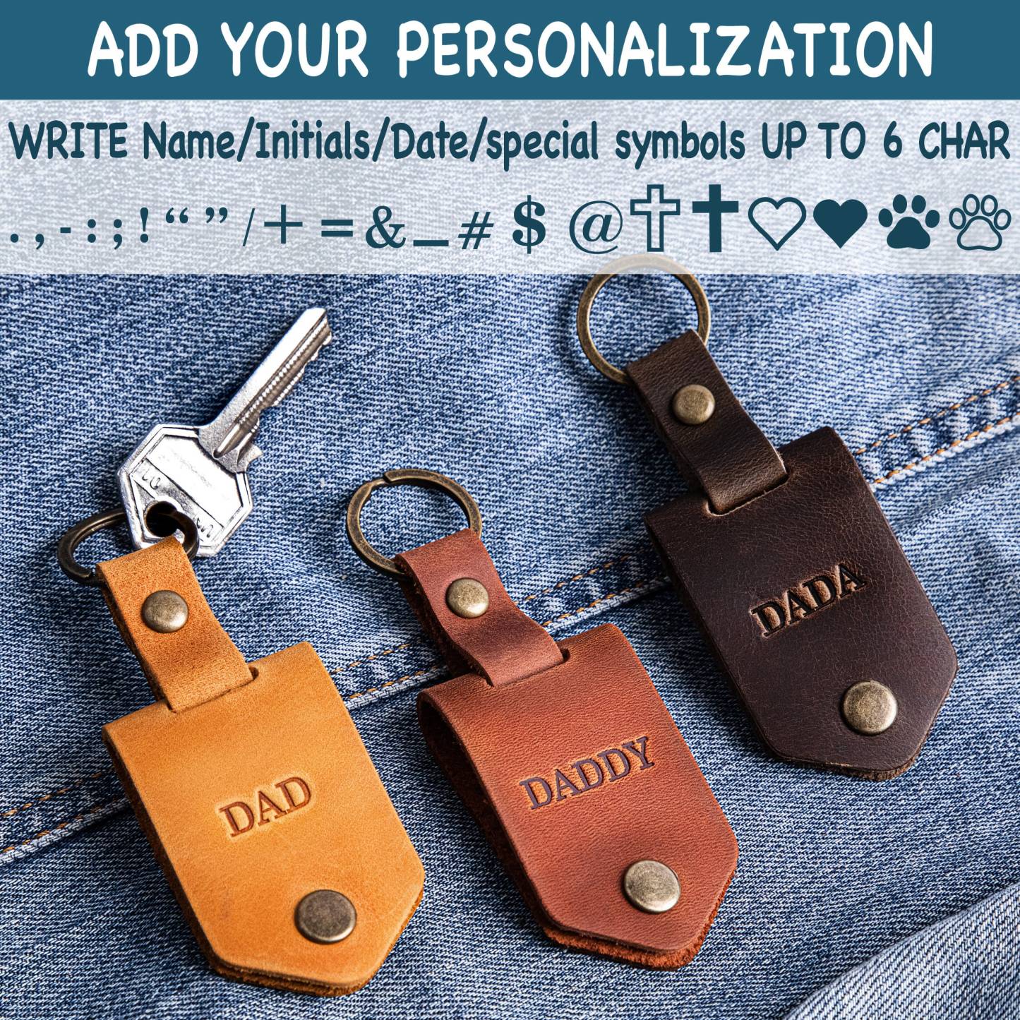 Leather Keychain with Family Photo | Personalized Gift for Dad | Fathers Day Photo Gift
