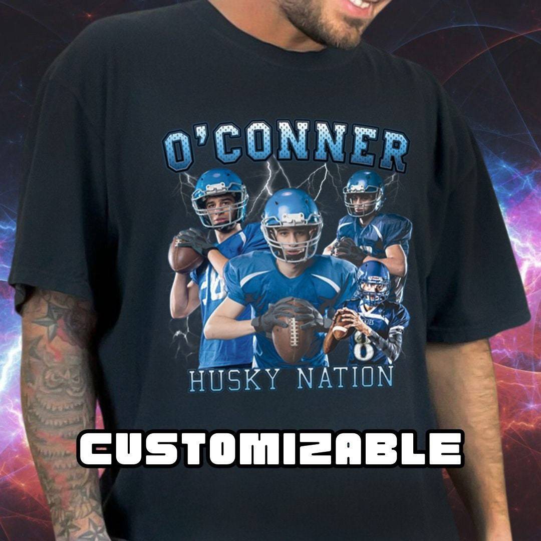 Custom Photo Collage Football Shirt, Personalized 90s Style Bootleg Graphic Sports Tee, Football Senior Mom or Dad Gift, Your Own Bootleg