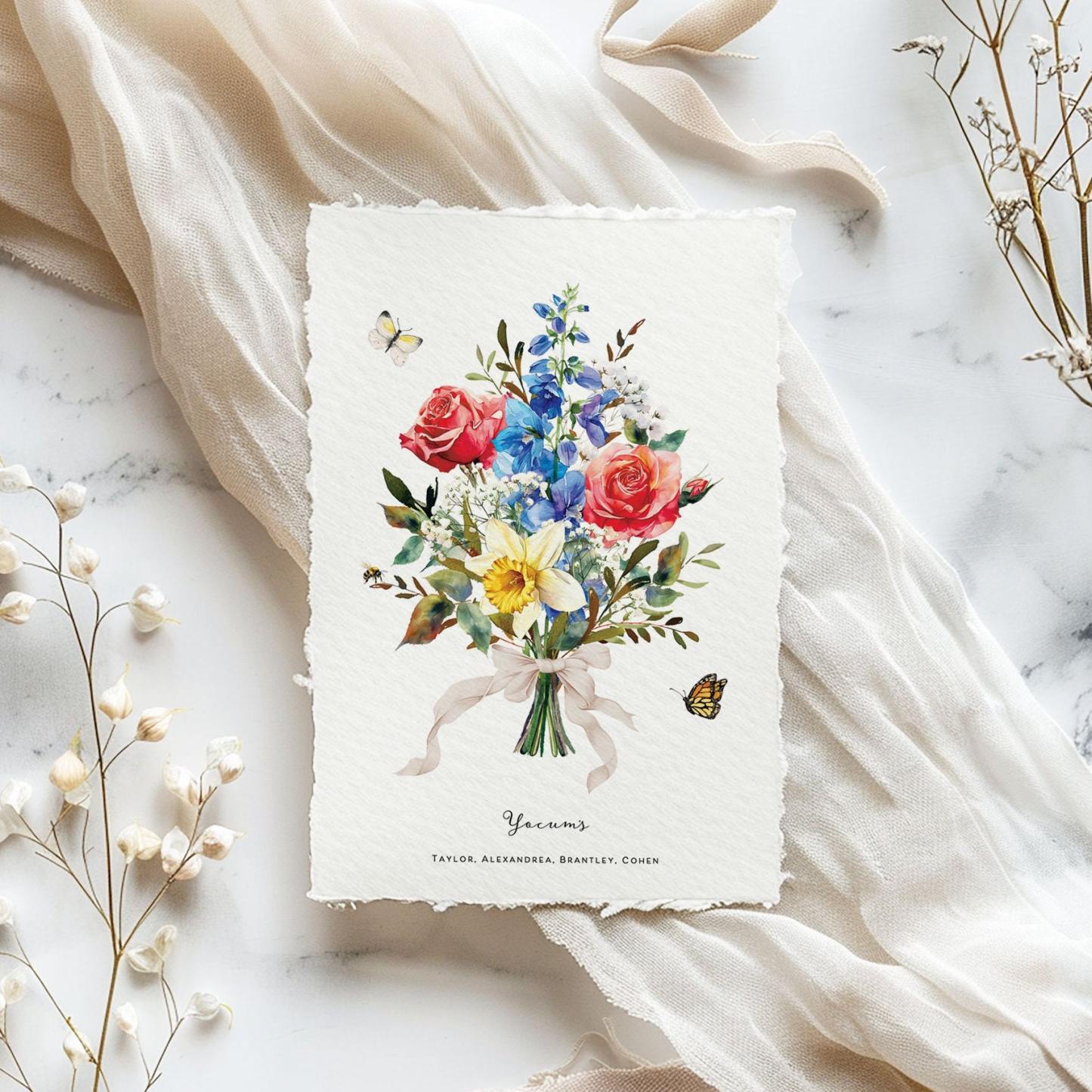 Custom Grandma Garden Birth Flower Bouquet Birth Month Art Print 