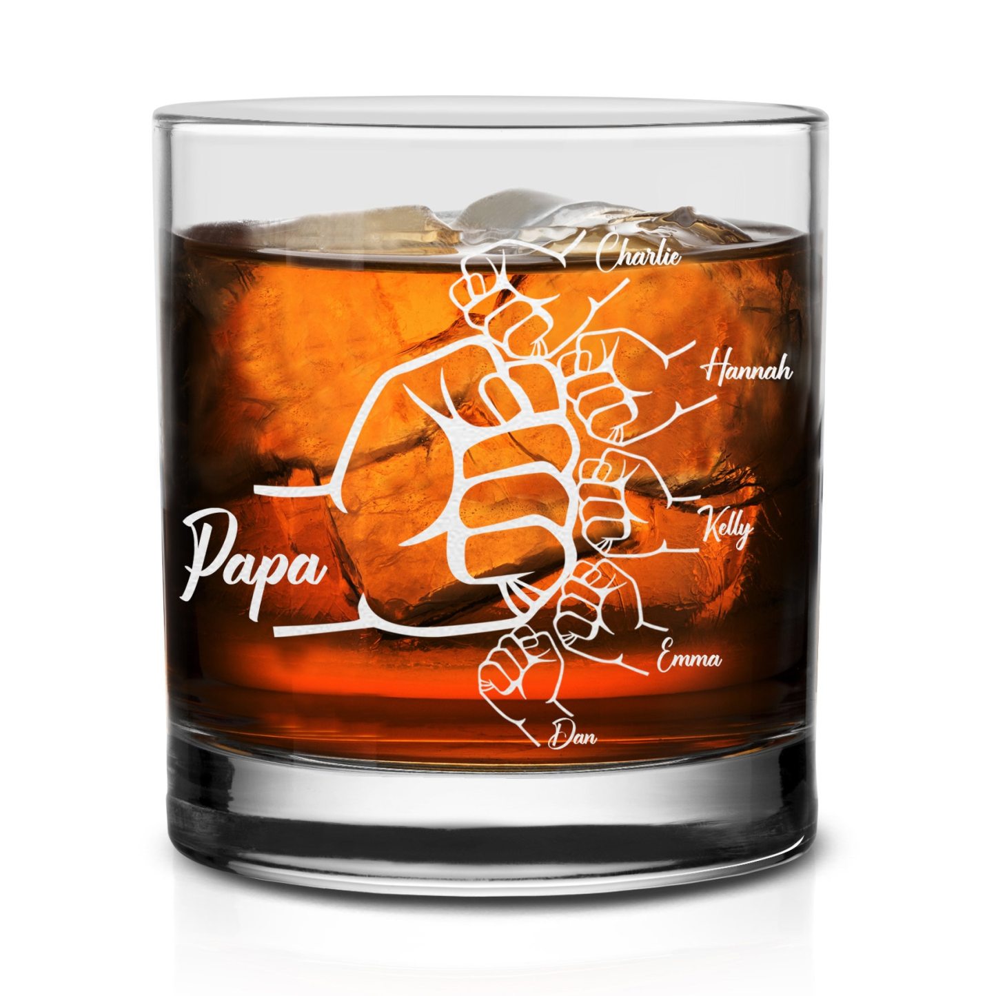 Dad Fist Bump Fathers Day Gift for Daddy Personalized Father and Son Fist Bump Customize Father and Daughter gift Whiskey Glass