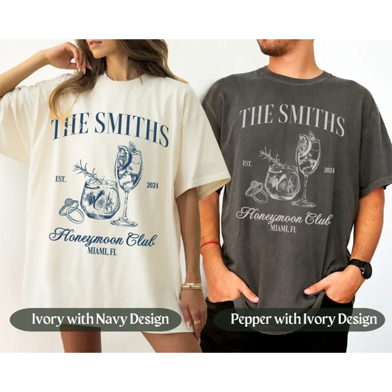 Custom Honeymoon Social Club Tshirt, Mr and Mrs Shirts, Just Married Shirts, Honeymoon Club Shirts, Couple Tee