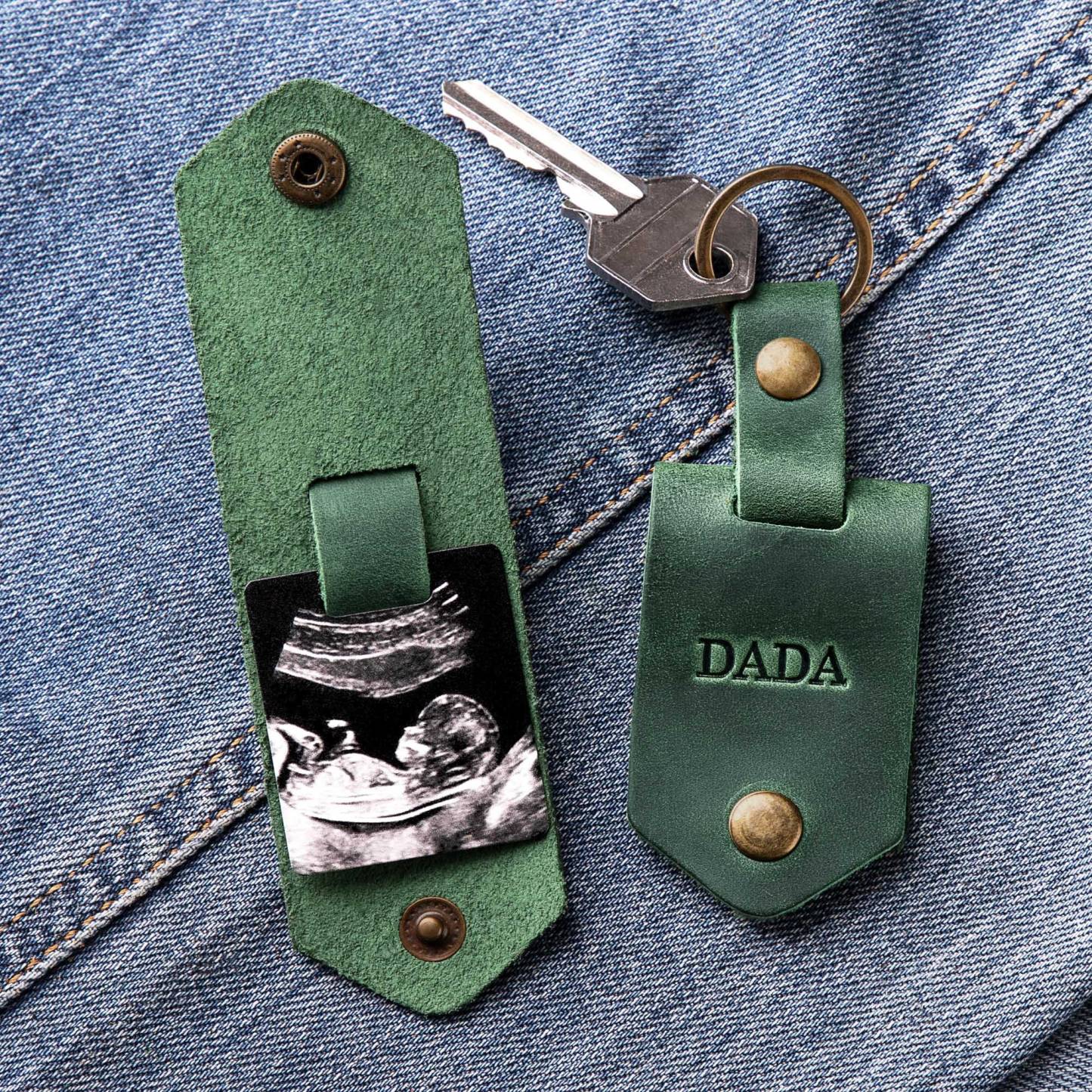 Leather Keychain with Family Photo | Personalized Gift for Dad | Fathers Day Photo Gift