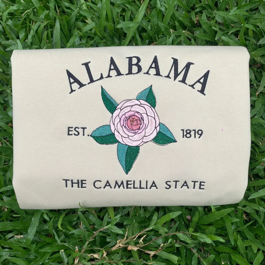 CUSTOM EMBROIDERED ALABAMA FLOWER SWEATSHIRT