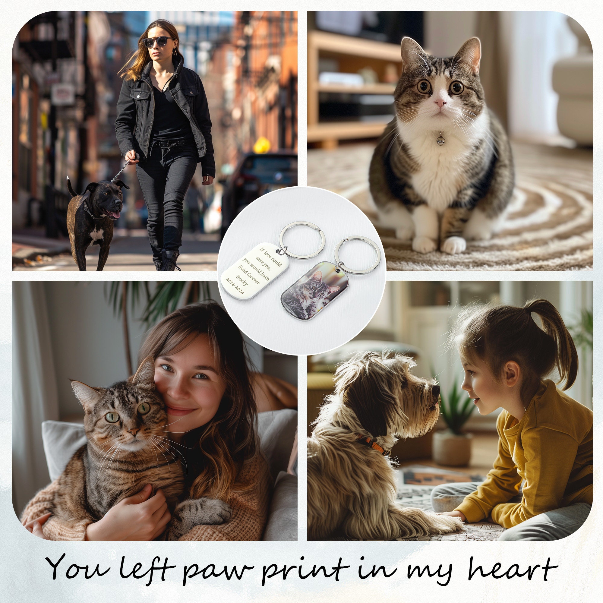 Custom Dog Photo Keychain, Cat Picture Keychains, Keyring For Pet Loss, Custom Pet Keychain, Engraved Pet Name Key Chain