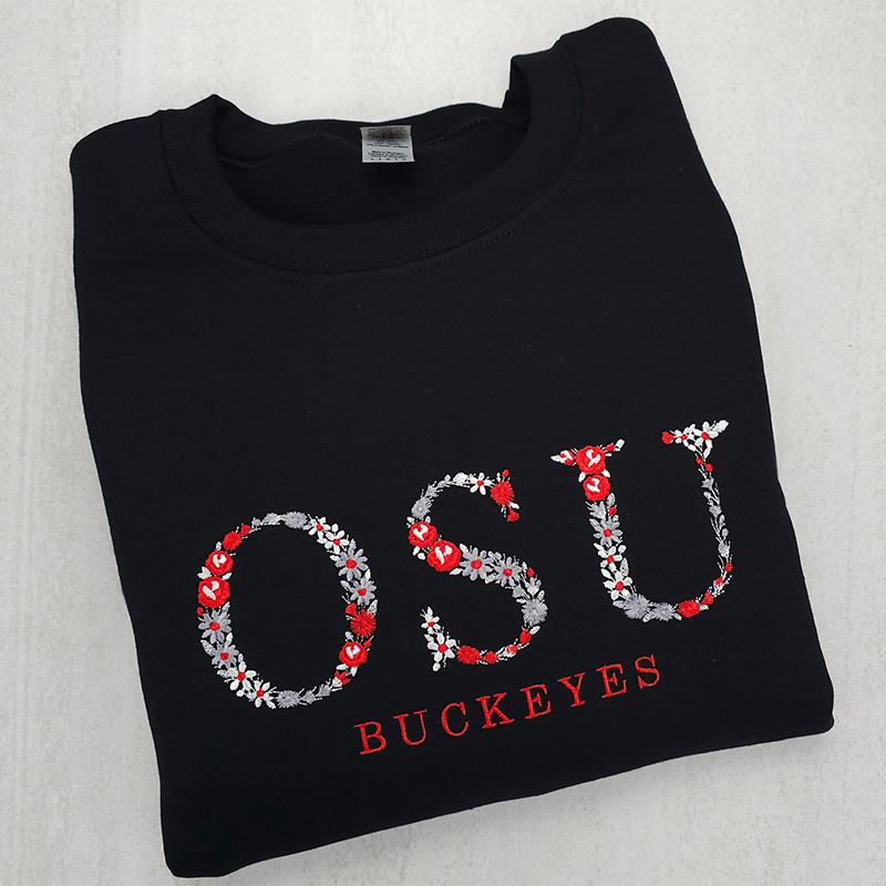 Custom Floral College Team Embroidered Sweatshirt & tshirt 