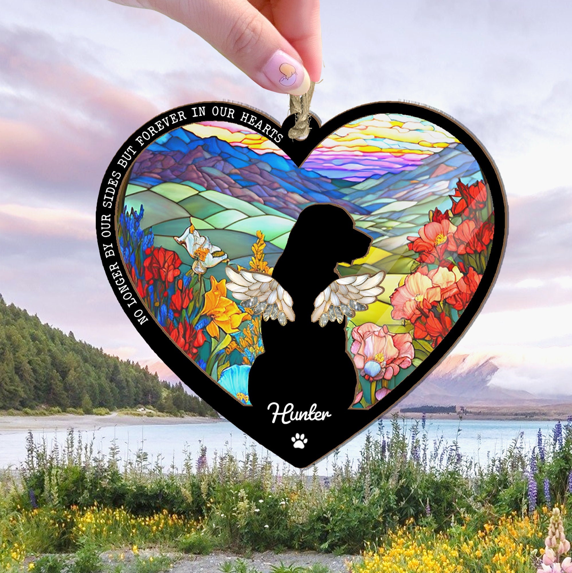 Custom Dog Memorial Suncatcher,Personalized Pet Memorial Gift