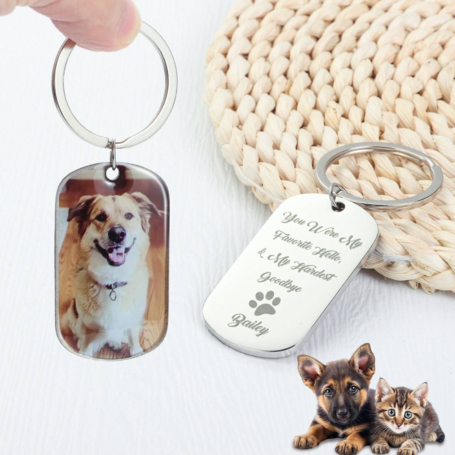 Custom Dog Photo Keychain, Cat Picture Keychains, Keyring For Pet Loss, Custom Pet Keychain, Engraved Pet Name Key Chain
