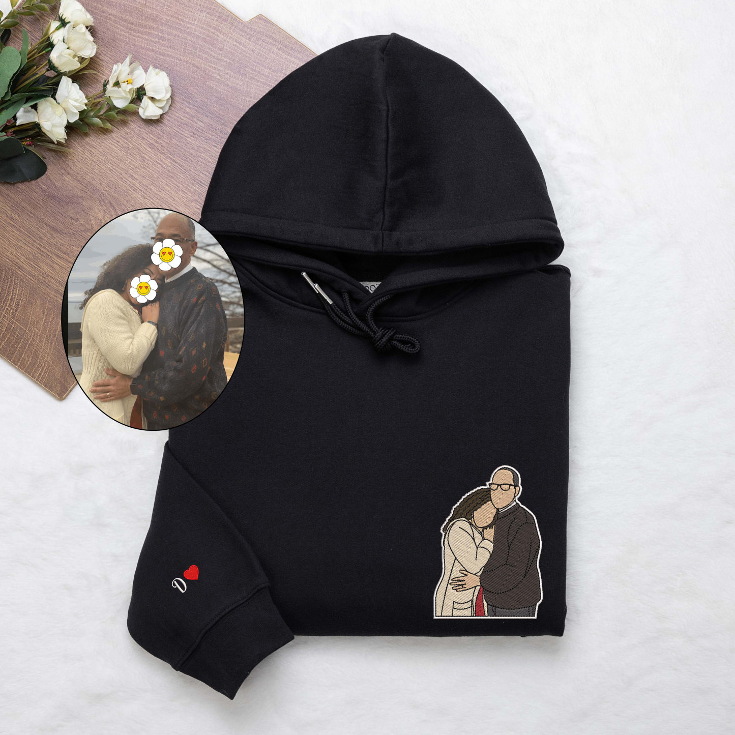 Custom Embroidered Portrait Sweatshirt from Photo, Custom Portrait Sweatshirt, Couple Portraits, Portrait from Photo, Wedding Gift, Engagement Gift