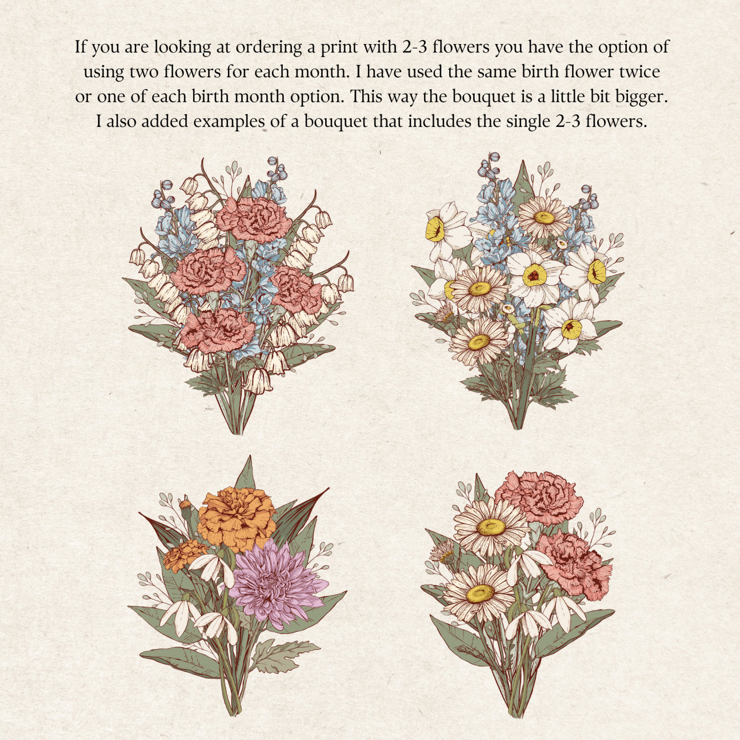 Personalized Birth Flower Bouquet Frame Custom Gift for Grandma 