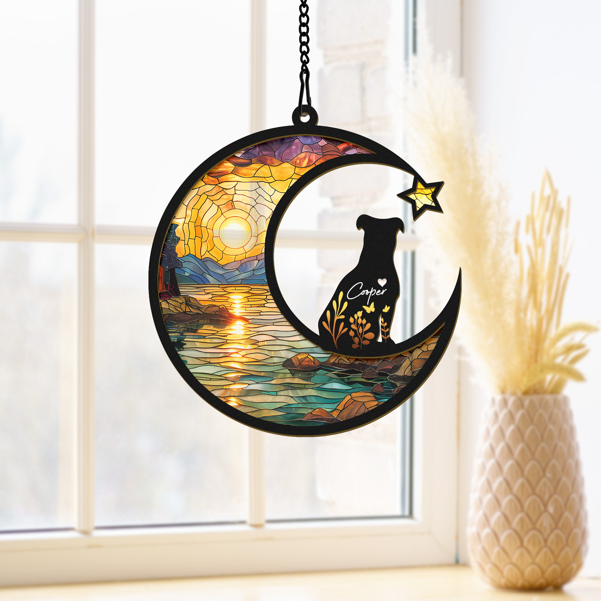 Custom Dog Suncatcher With Name And Date