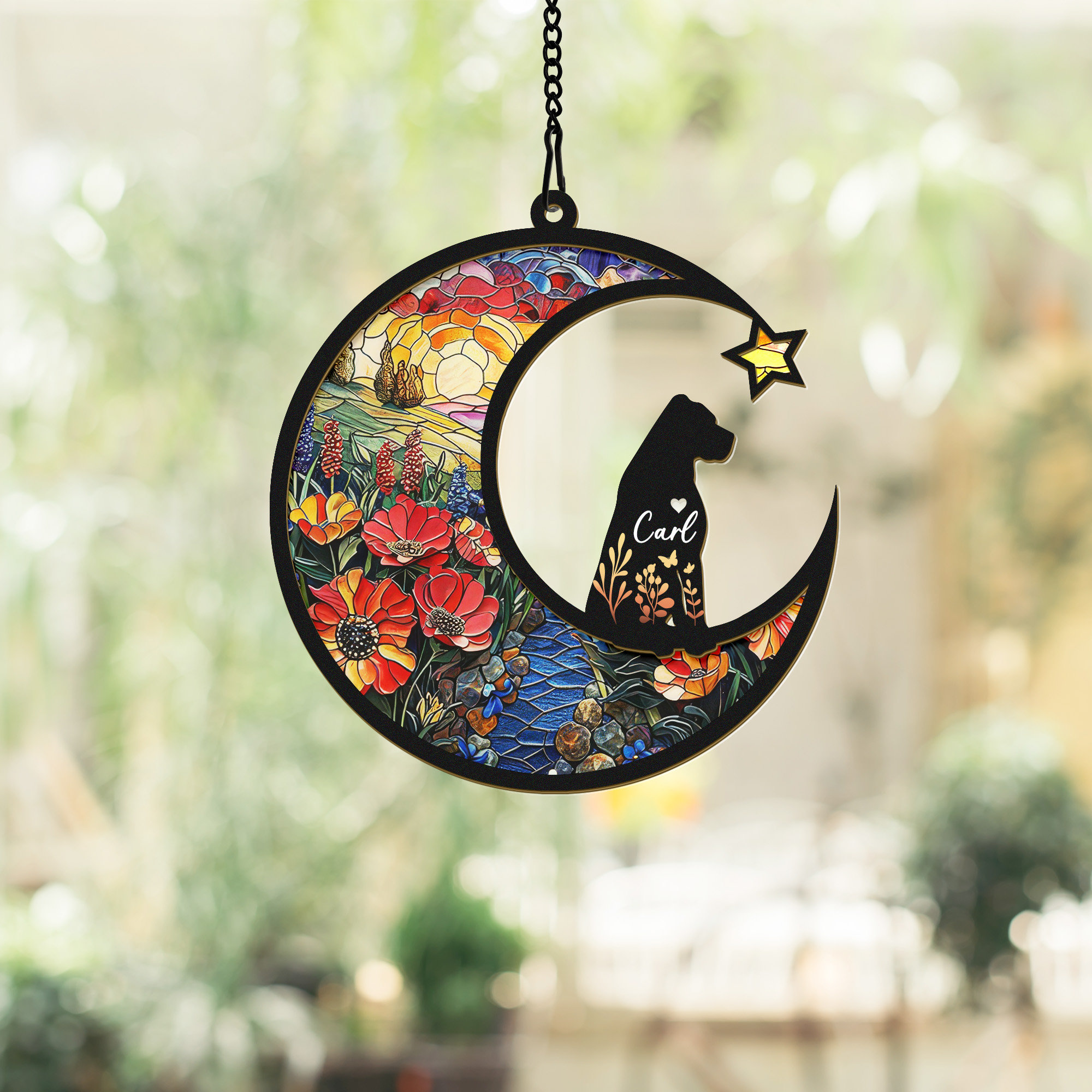 Custom Dog Suncatcher With Name And Date