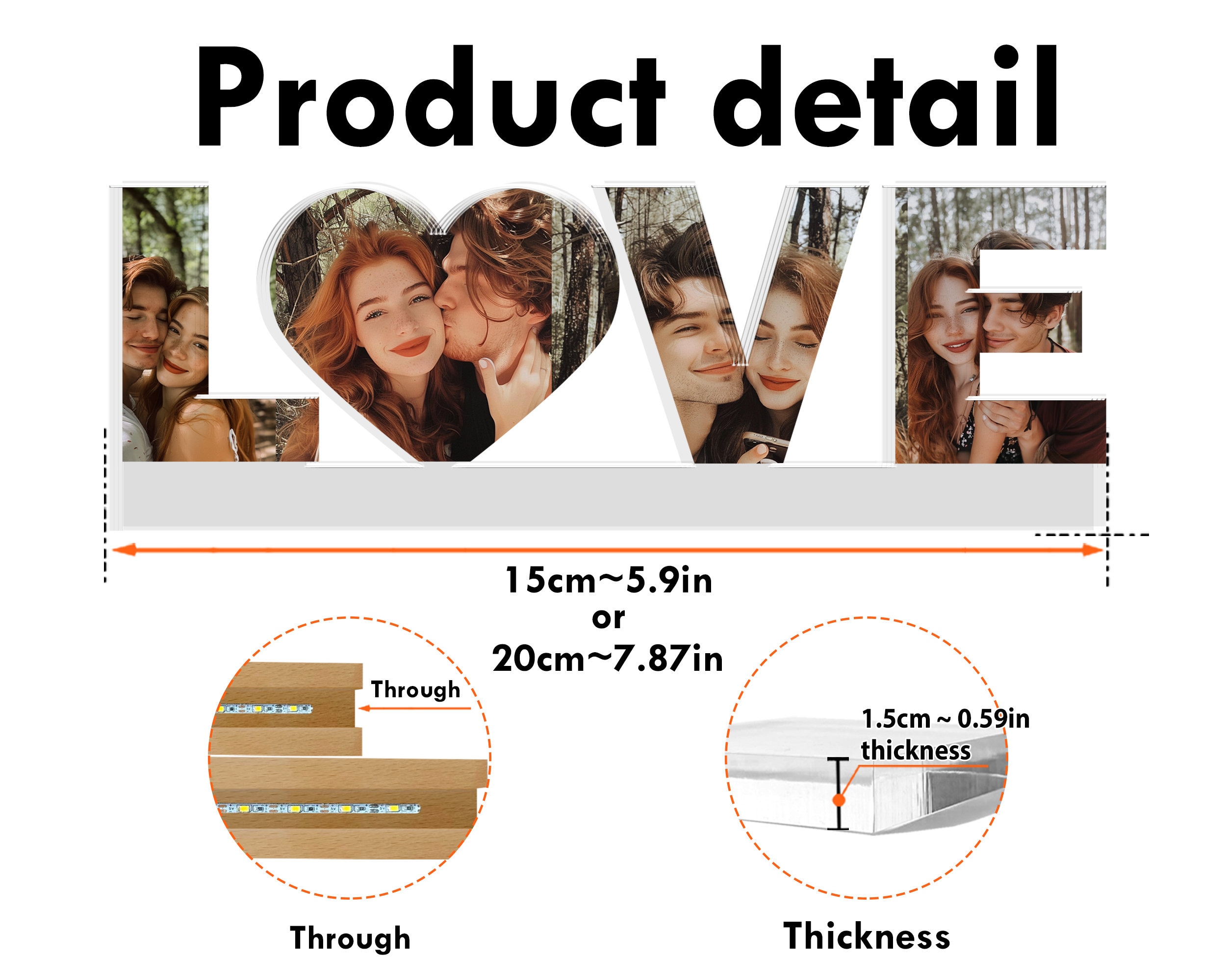 Personalized Couple Photo Collage LOVE Night Light