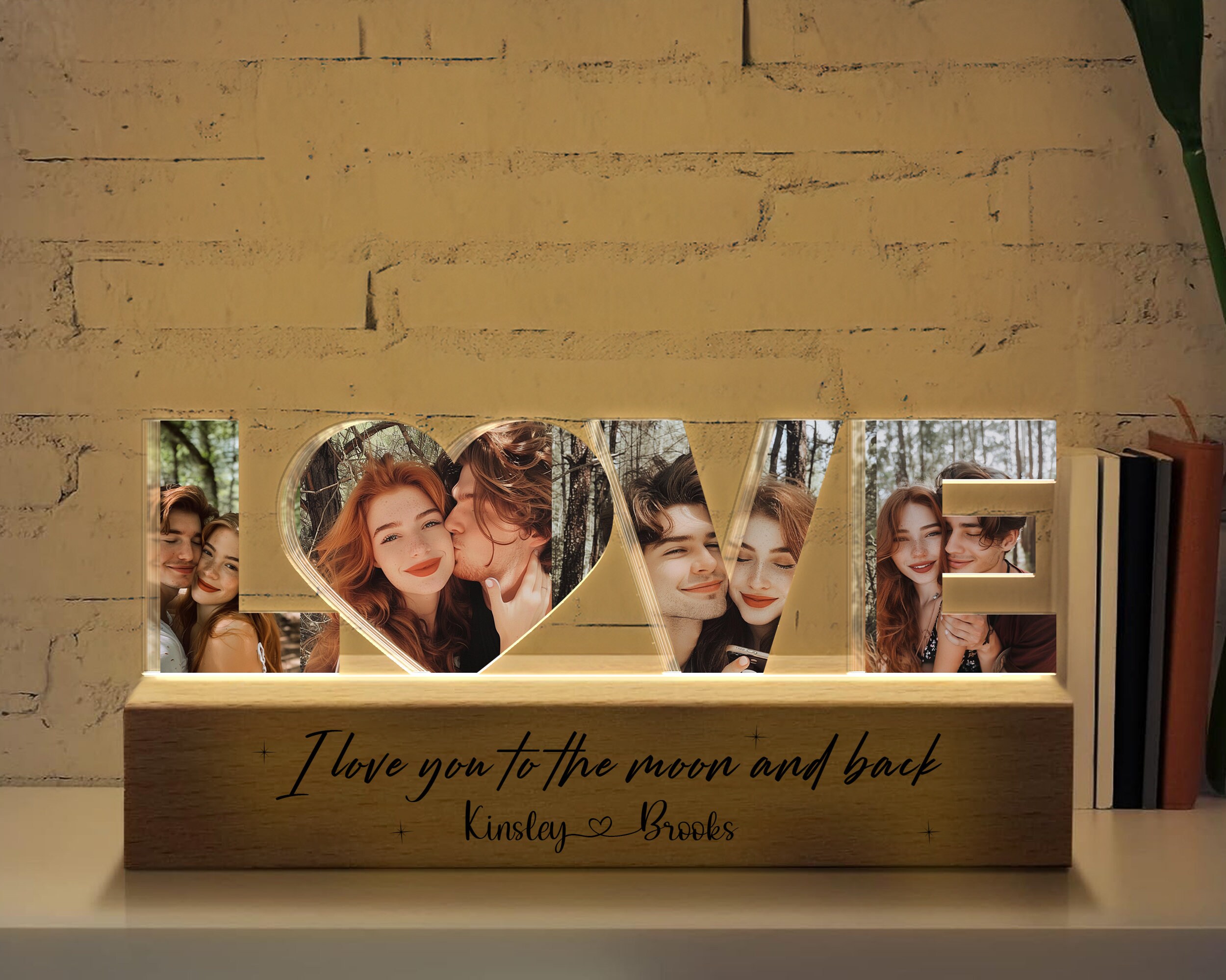Personalized Couple Photo Collage LOVE Night Light