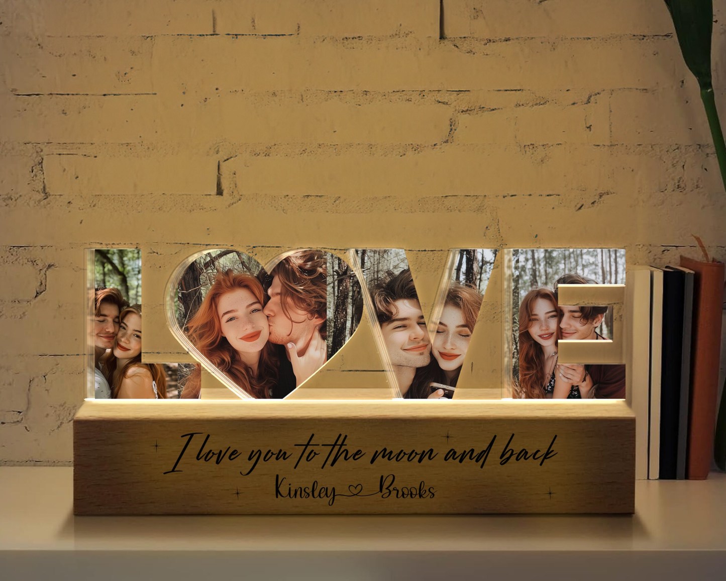 Personalized Couple Photo Collage LOVE Night Light