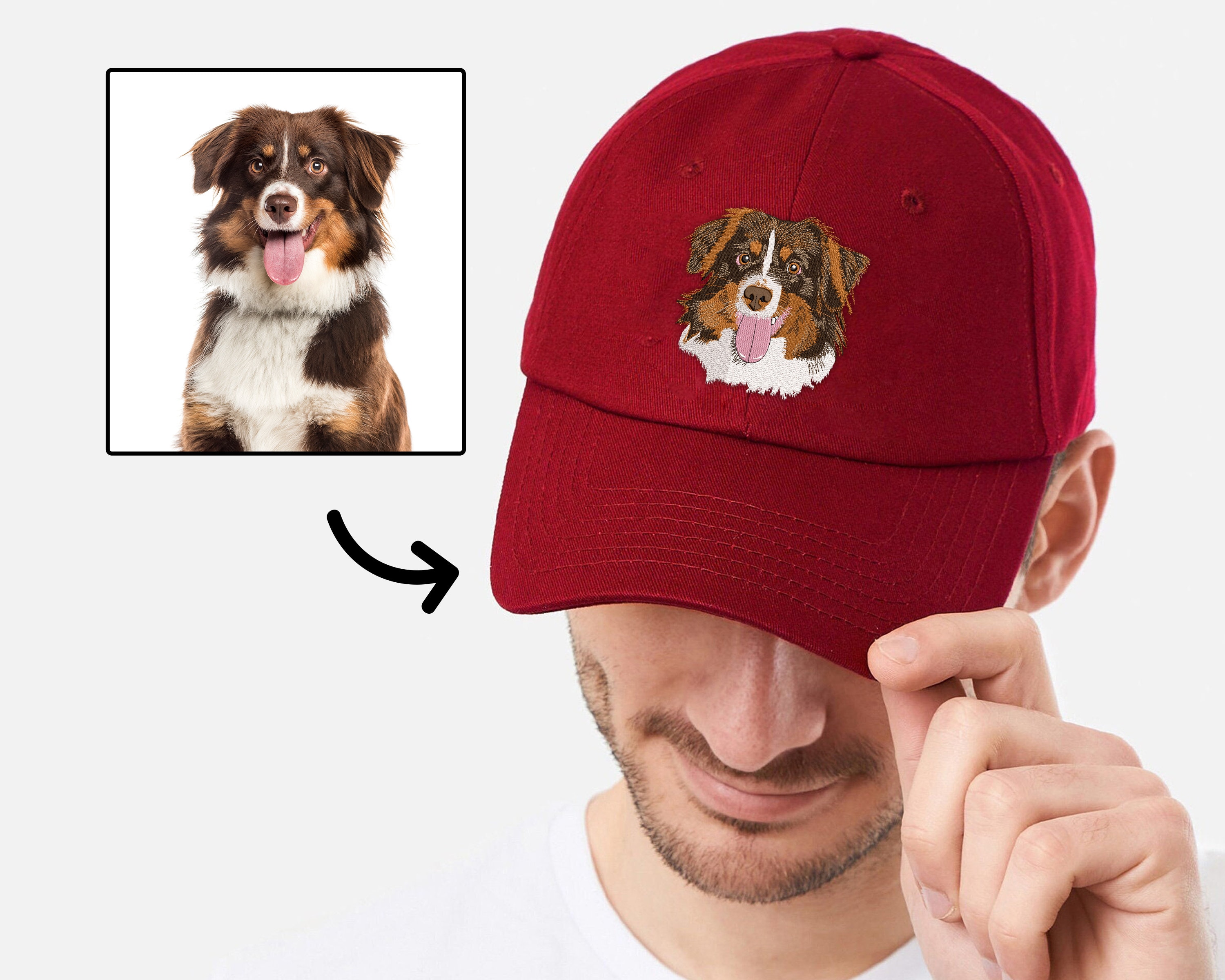 Custom Embroidered Pet Hat with Photo, Custom Pet Face Cap